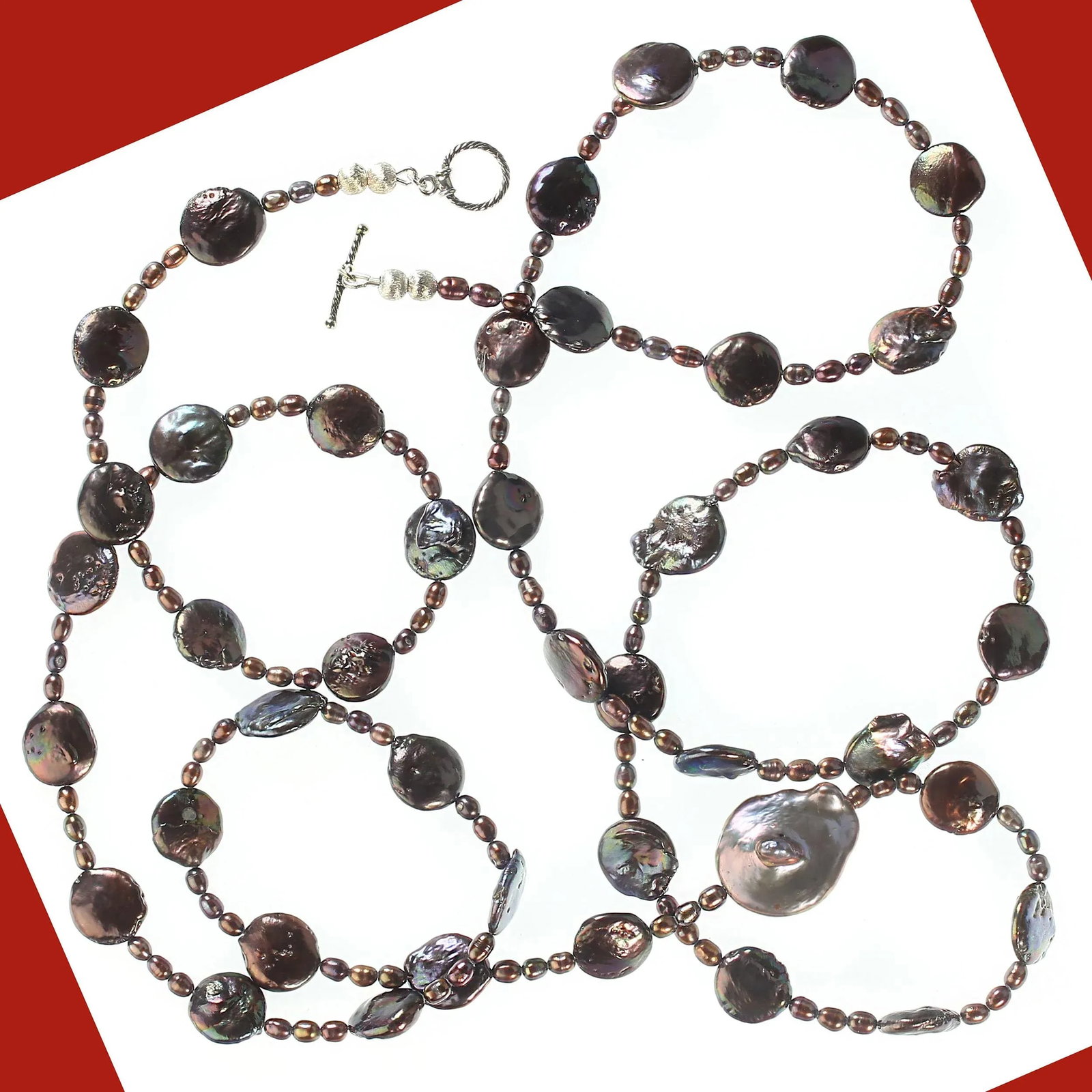 Mauve/Wine Pearl Necklace June Birthstone - 6