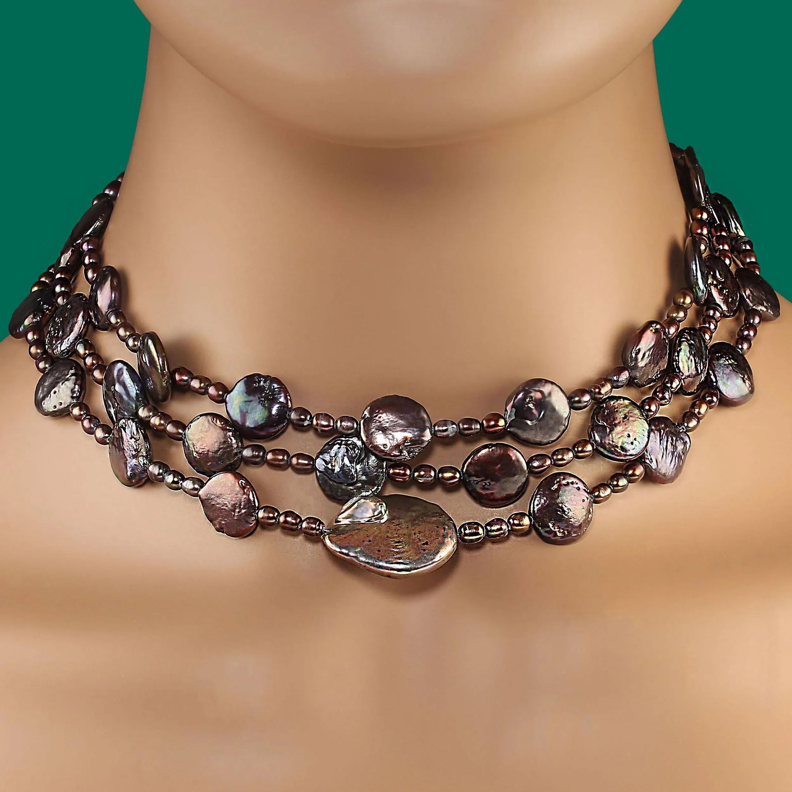 Mauve/Wine Pearl Necklace June Birthstone - 7