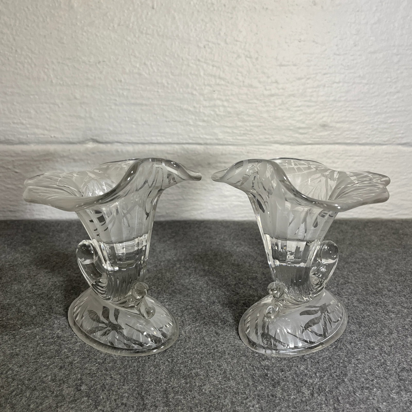 Early 20th Century San Toy Cornucopia CandleHolders by Fenton - 2
