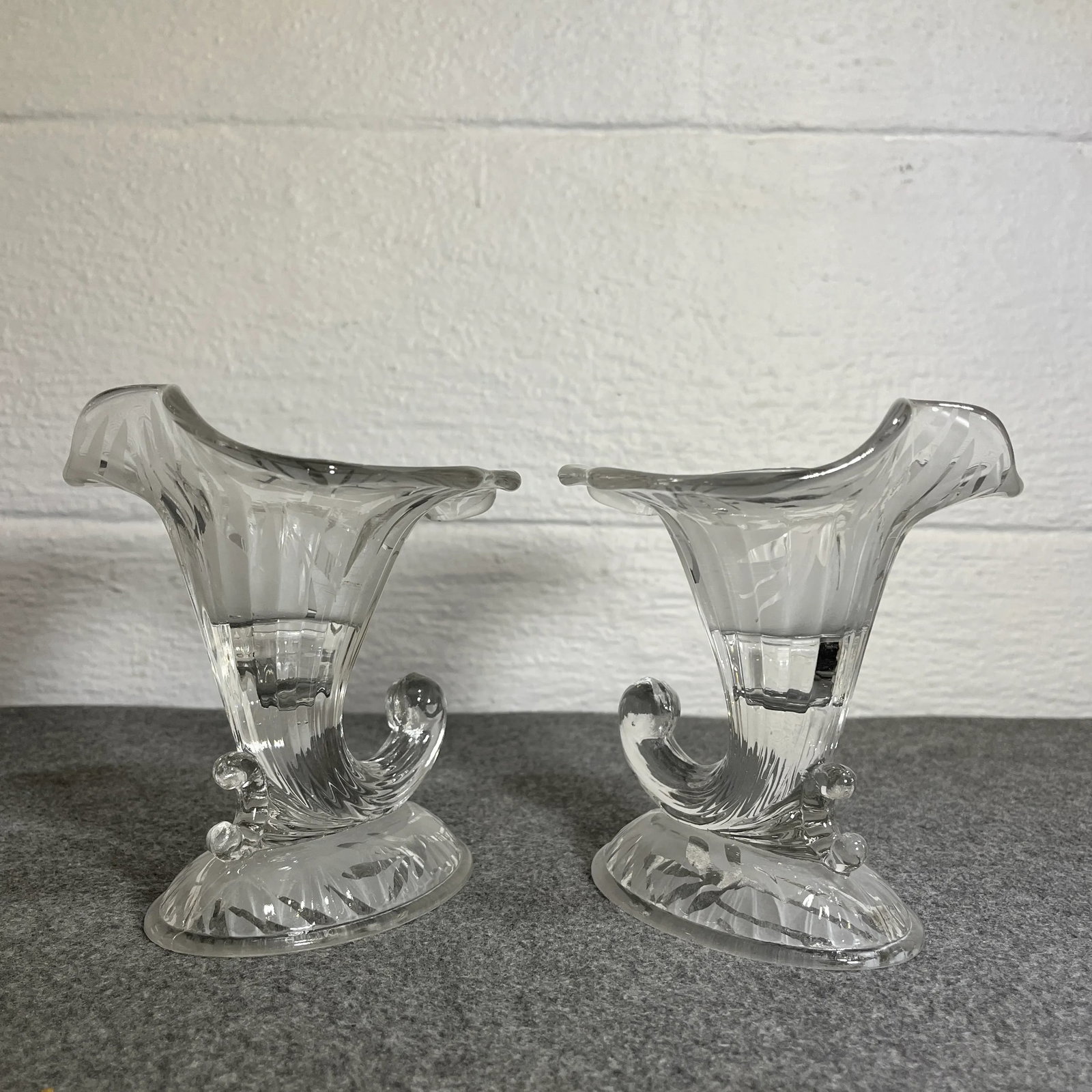 Early 20th Century San Toy Cornucopia CandleHolders by Fenton - 3