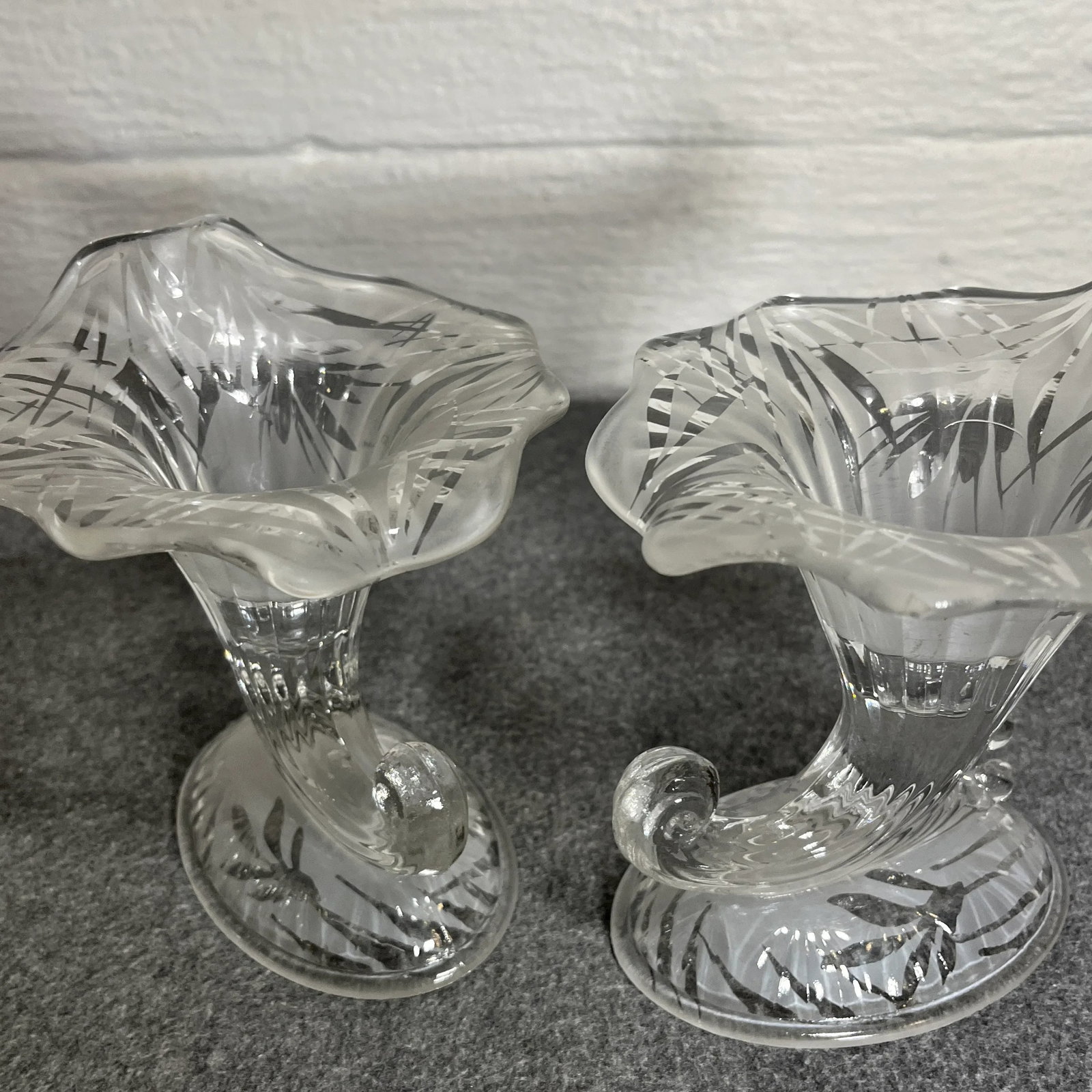 Early 20th Century San Toy Cornucopia CandleHolders by Fenton - 5