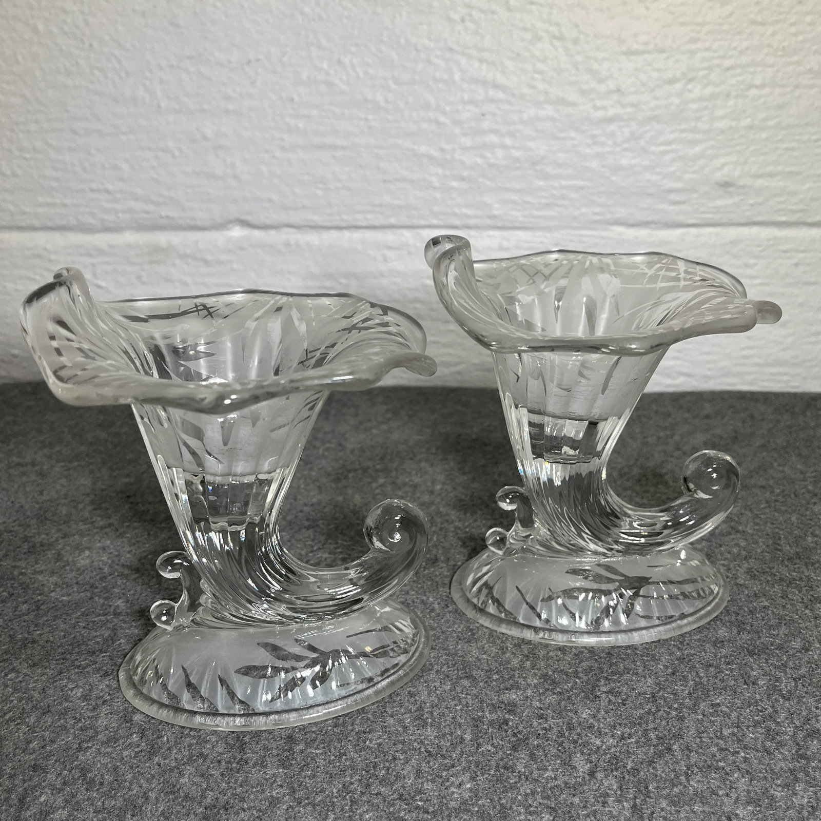 Early 20th Century San Toy Cornucopia CandleHolders by Fenton - 9
