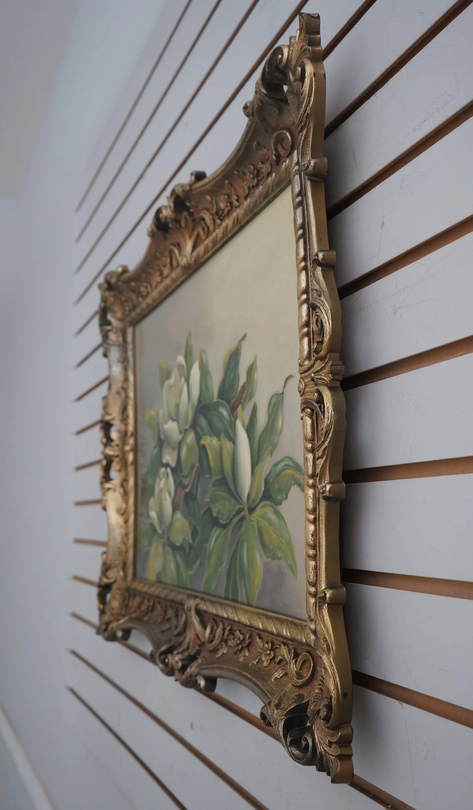 Baker Artist Signed Magnolia Oil Painting on Board C.1960's - 2