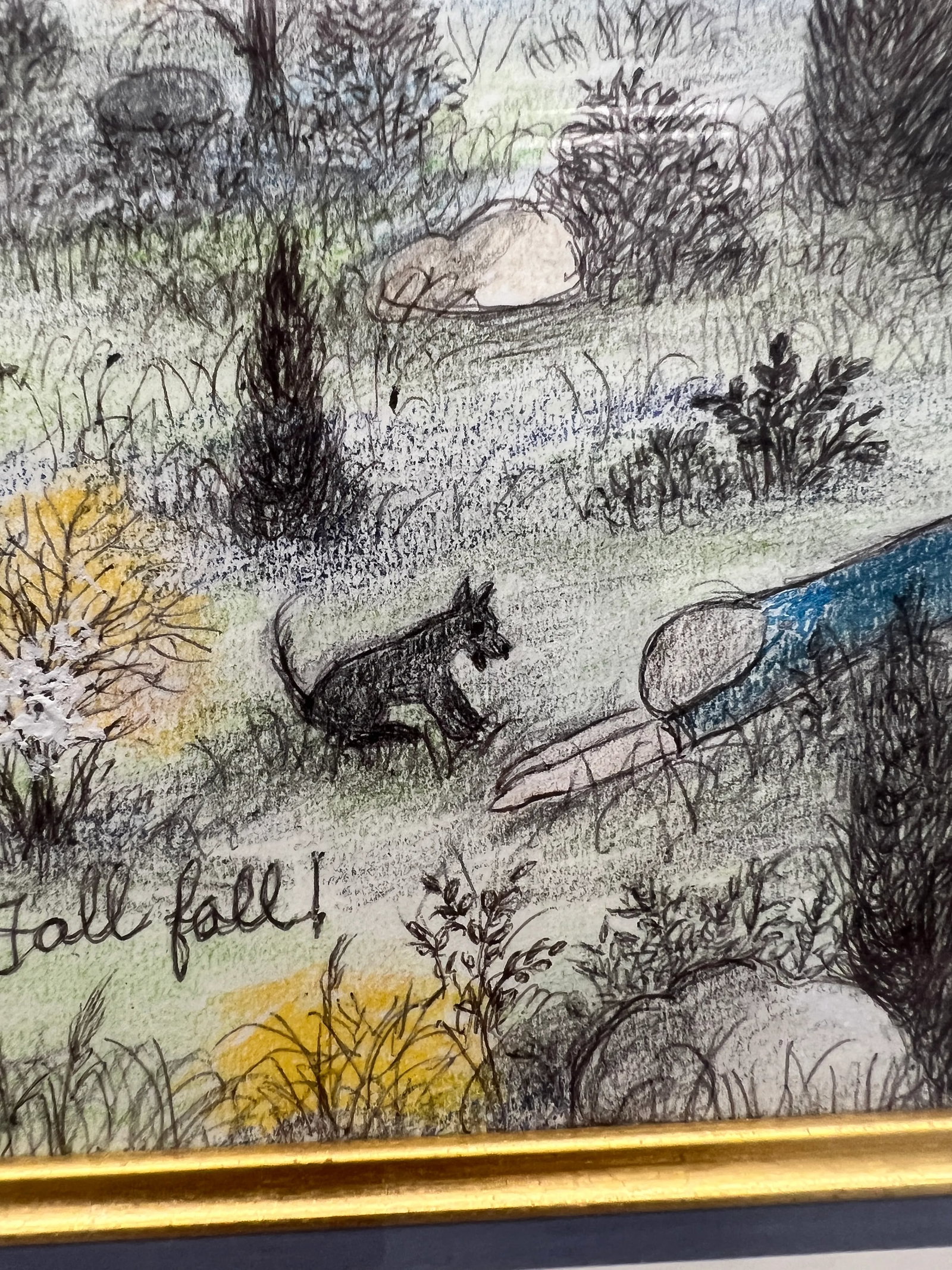 Martha Cahoon (American 1905-1999) "A Fall Fall" Crayon Folk Art Painting C. 1996 - 3