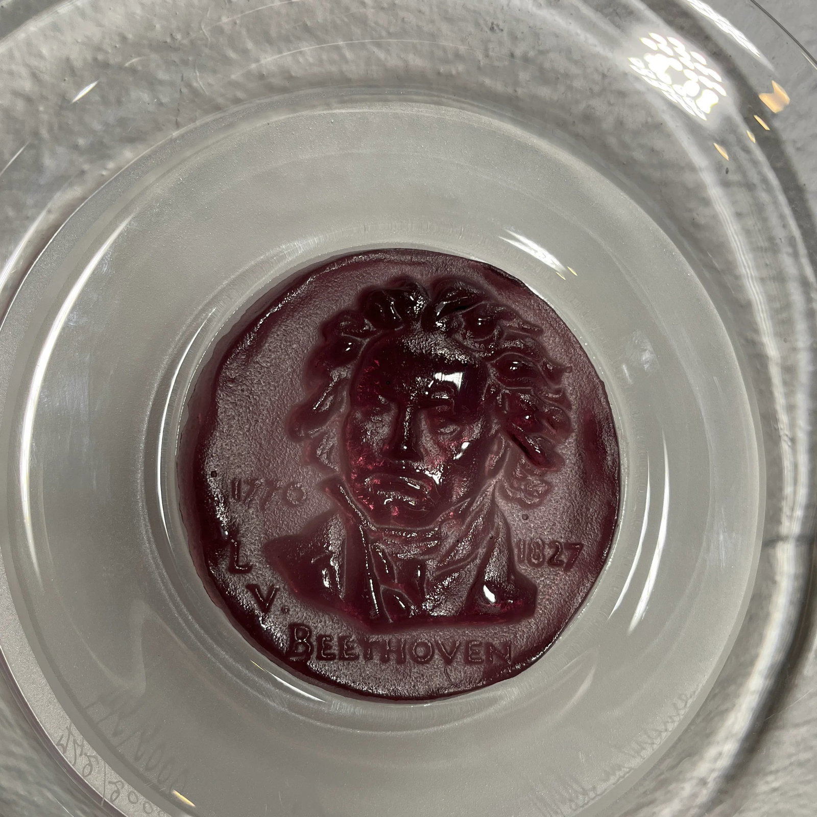 1970s Limited Edition Daum Pate De Verre Beethoven Art Glass Display Plate - 2