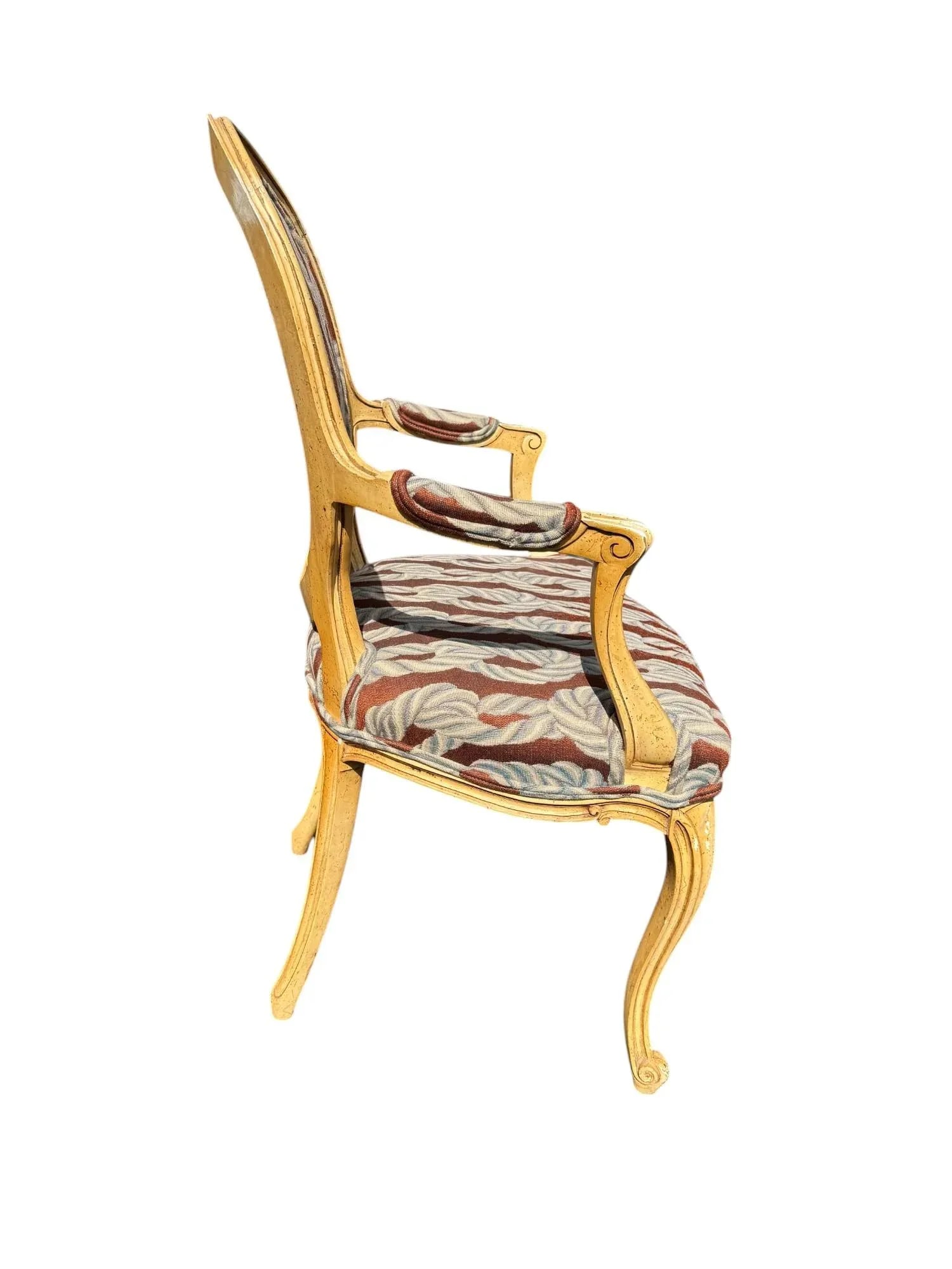 Late 20th Century French Provincial Side Chair With Chain Pattern Upholstery - 2