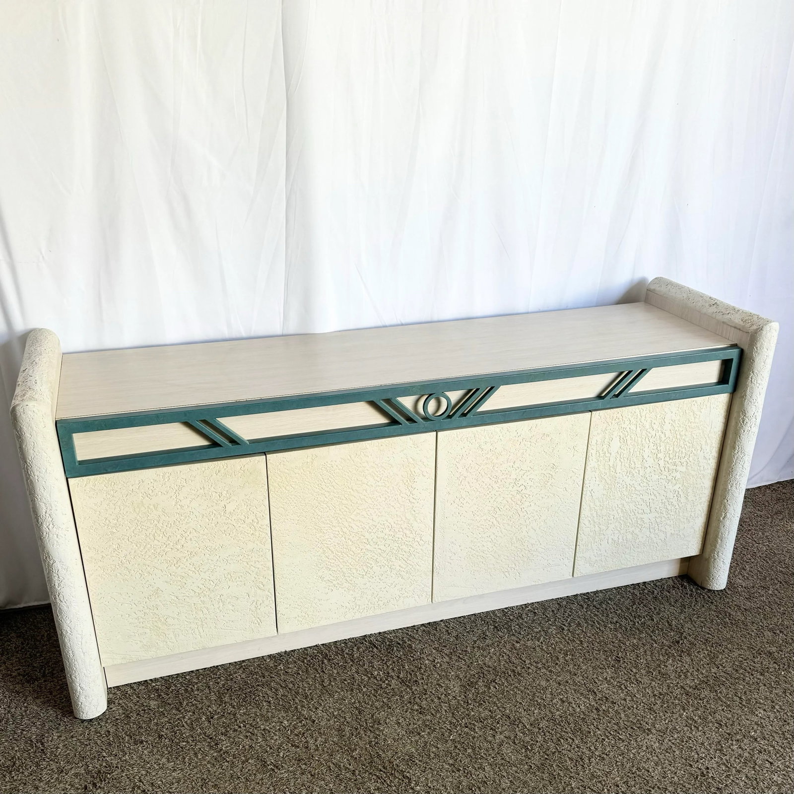 Postmodern Stucco Wood Grain Laminate Credenza - 2