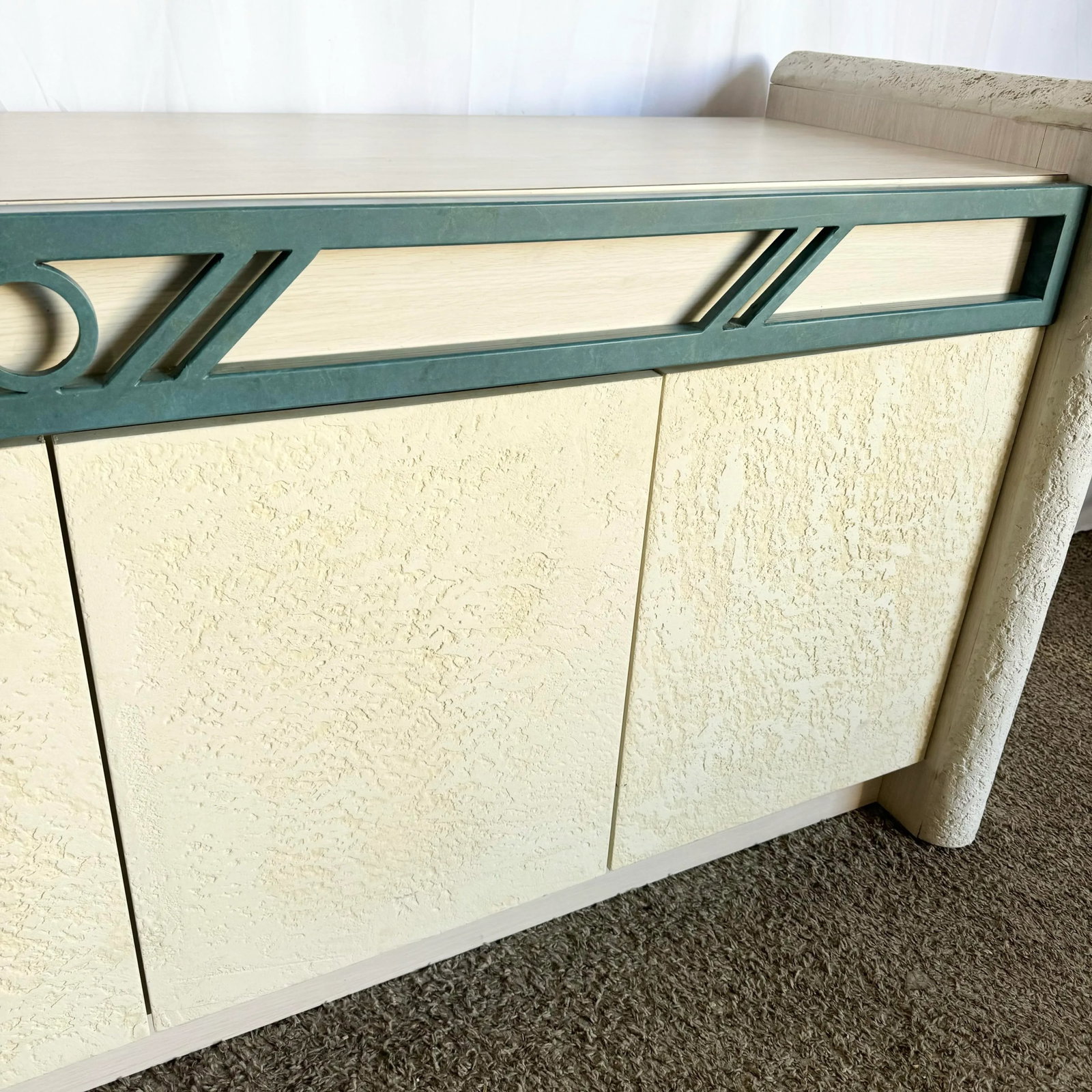 Postmodern Stucco Wood Grain Laminate Credenza - 3