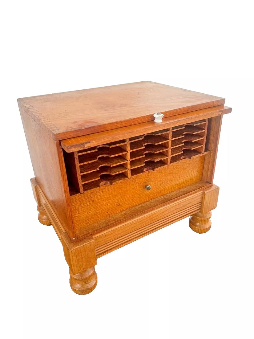 Antique Card Catalog File Cabinet Fifteen Slots Interior Drawer Dill & Collins - 2