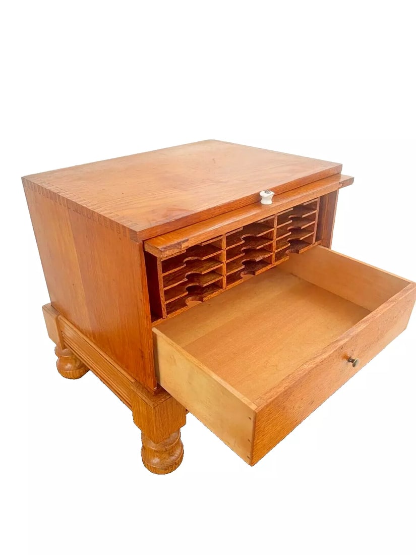 Antique Card Catalog File Cabinet Fifteen Slots Interior Drawer Dill & Collins - 3