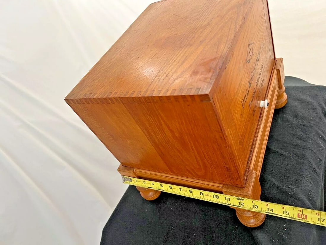 Antique Card Catalog File Cabinet Fifteen Slots Interior Drawer Dill & Collins - 7