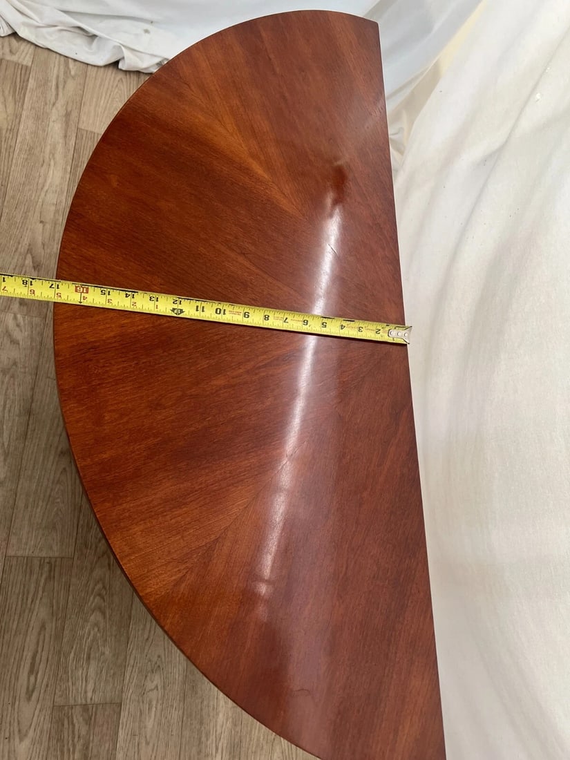 Vintage Ethan Allen Demilune Console Table Mahogany Top and Bottom Shelf - 7