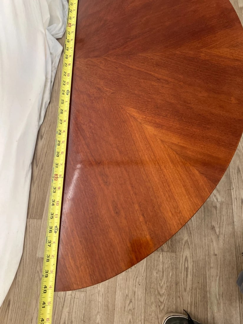 Vintage Ethan Allen Demilune Console Table Mahogany Top and Bottom Shelf - 8