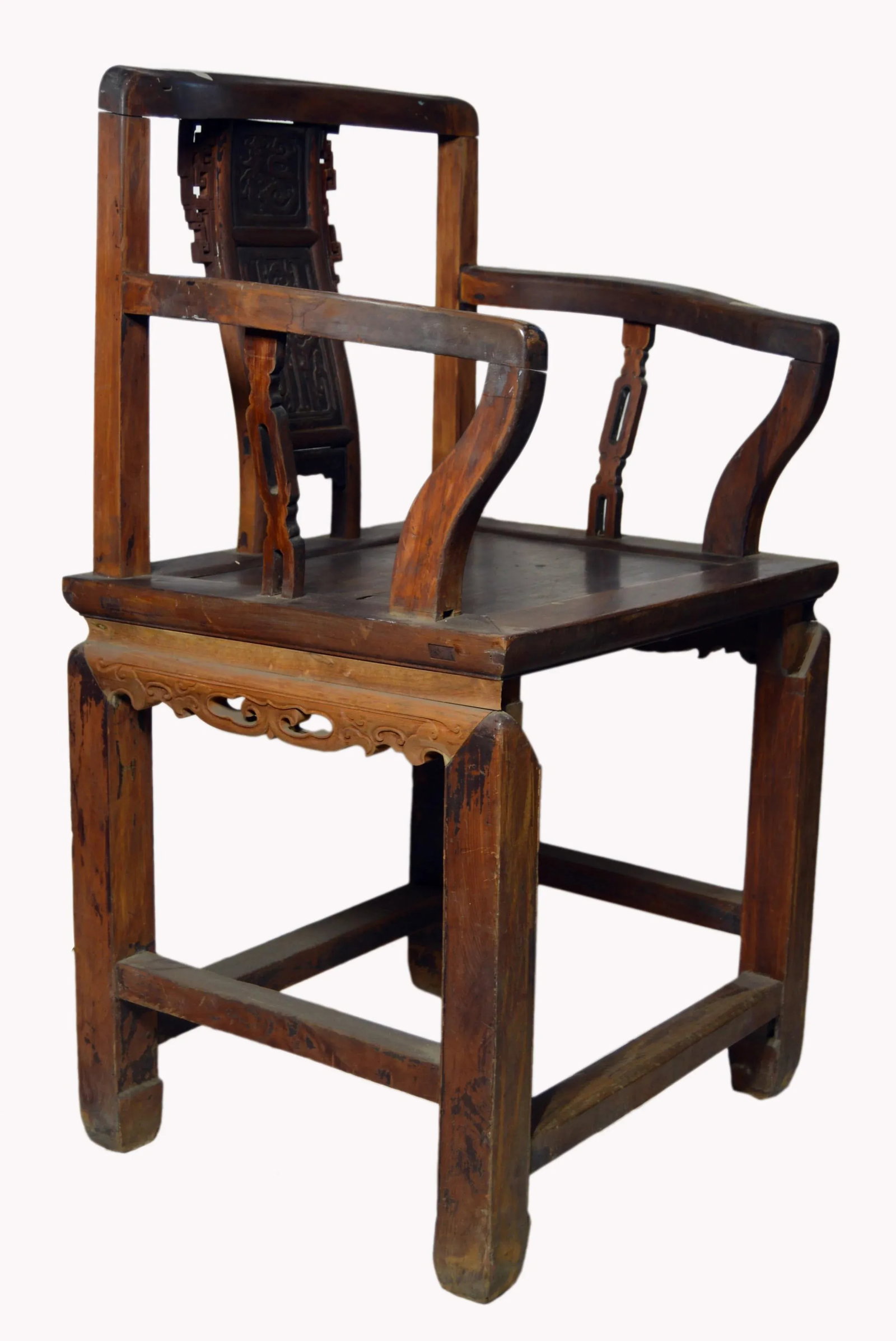 Chinese Yumu Official's Chair With Hand-Carved Splat and Fretwork - 6