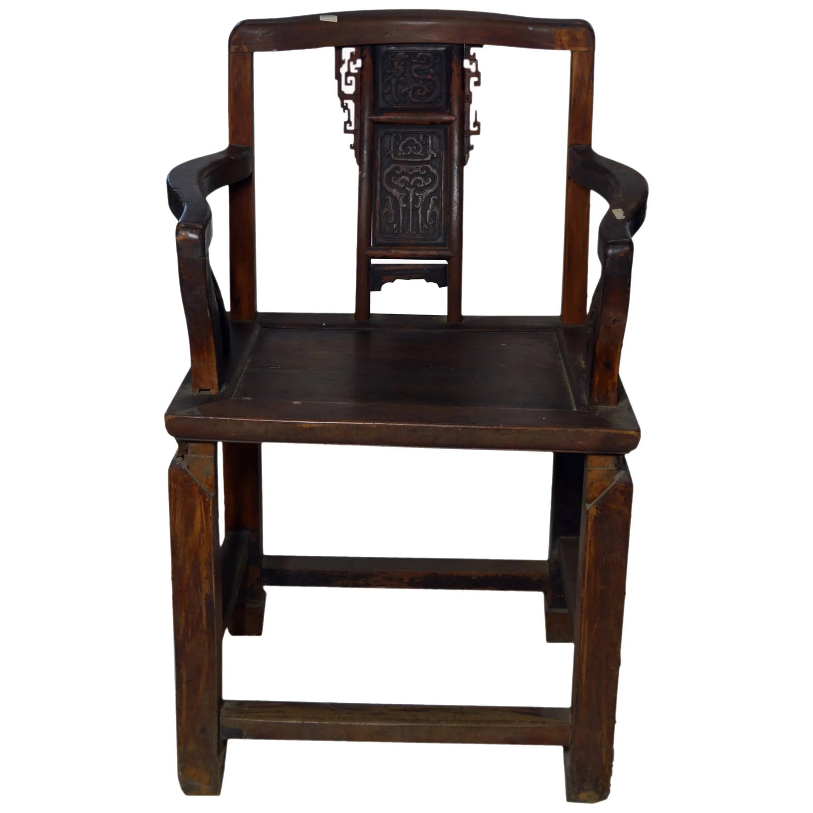 Chinese Yumu Official's Chair With Hand-Carved Splat and Fretwork - 9