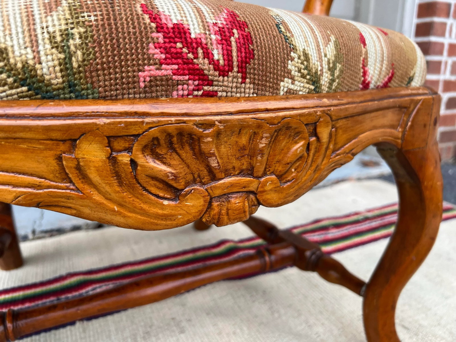 Antique Country French Provincial Carved Armchair, 18th Century - 8