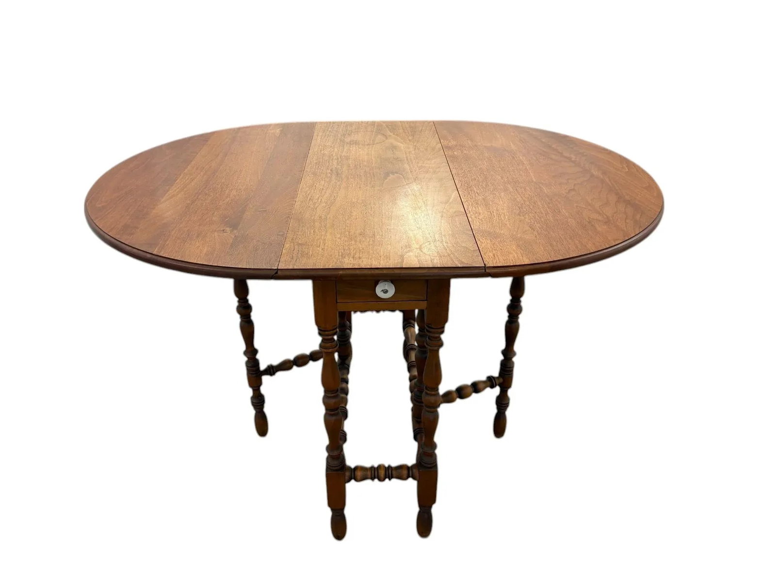 William and Mary Style Drop Leaf Gate Leg Table With Drawer - 2