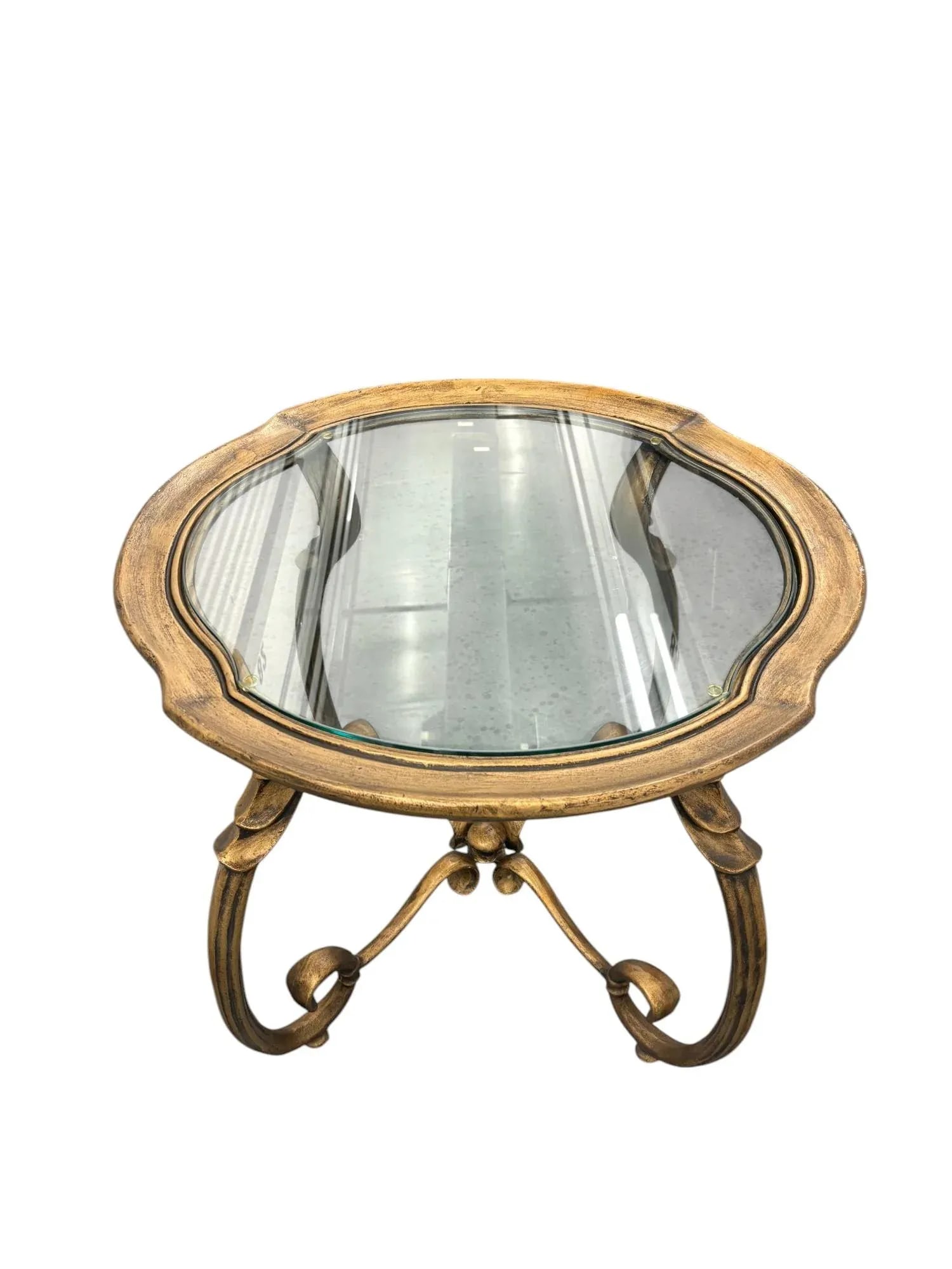Lane Attributed Gold Rococo Style Round Side Table - 2