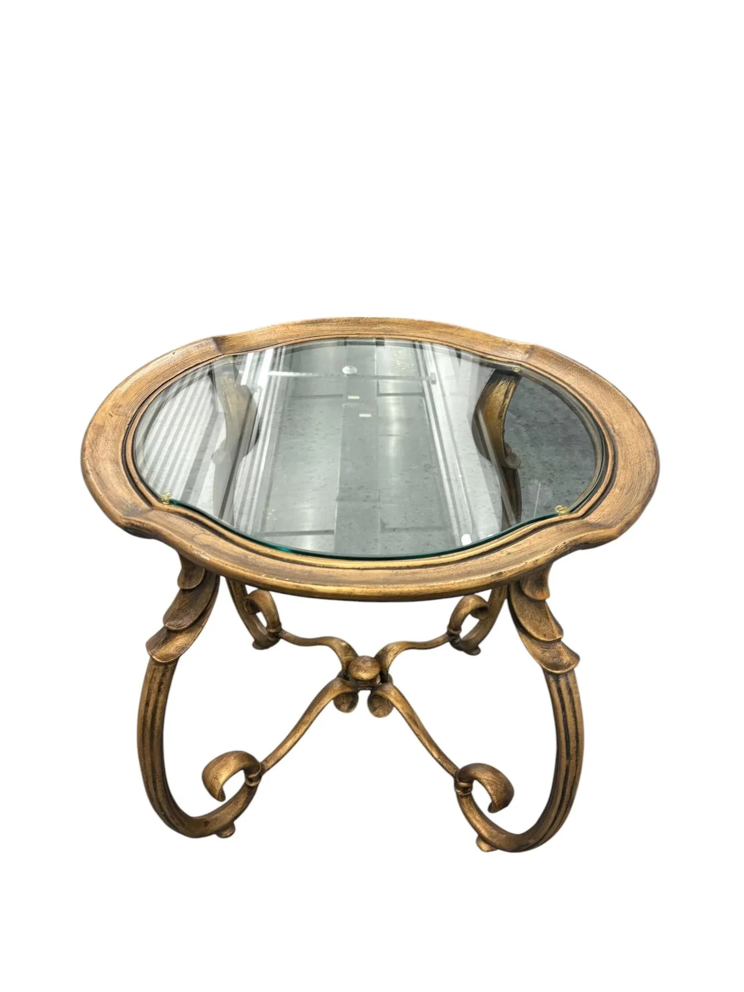 Lane Attributed Gold Rococo Style Round Side Table - 3