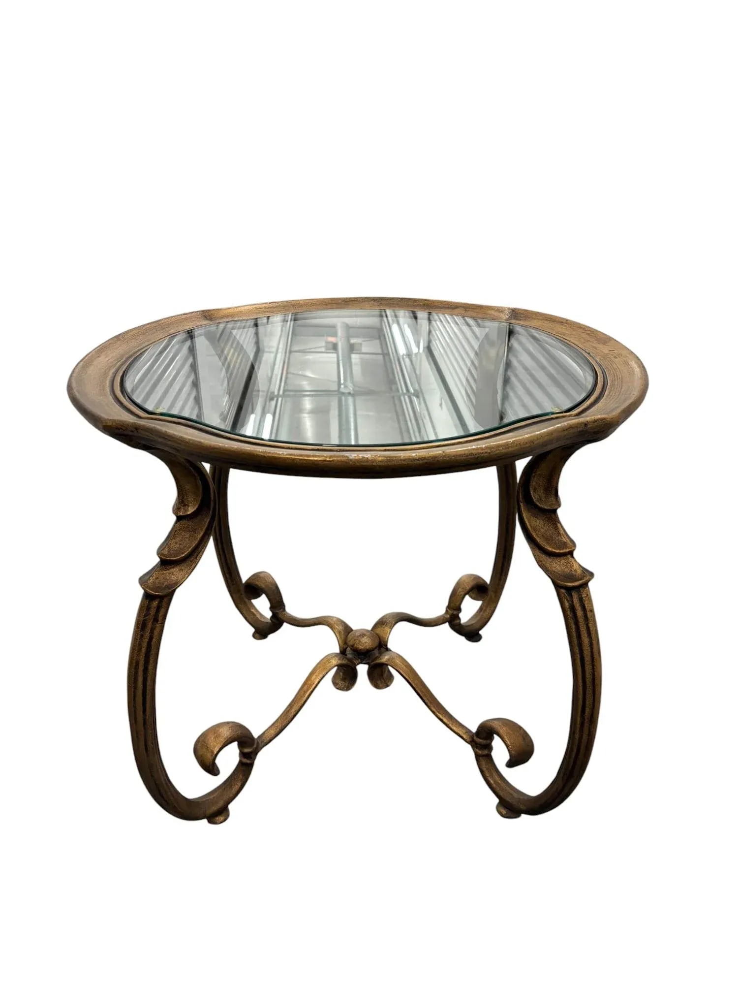 Lane Attributed Gold Rococo Style Round Side Table - 4