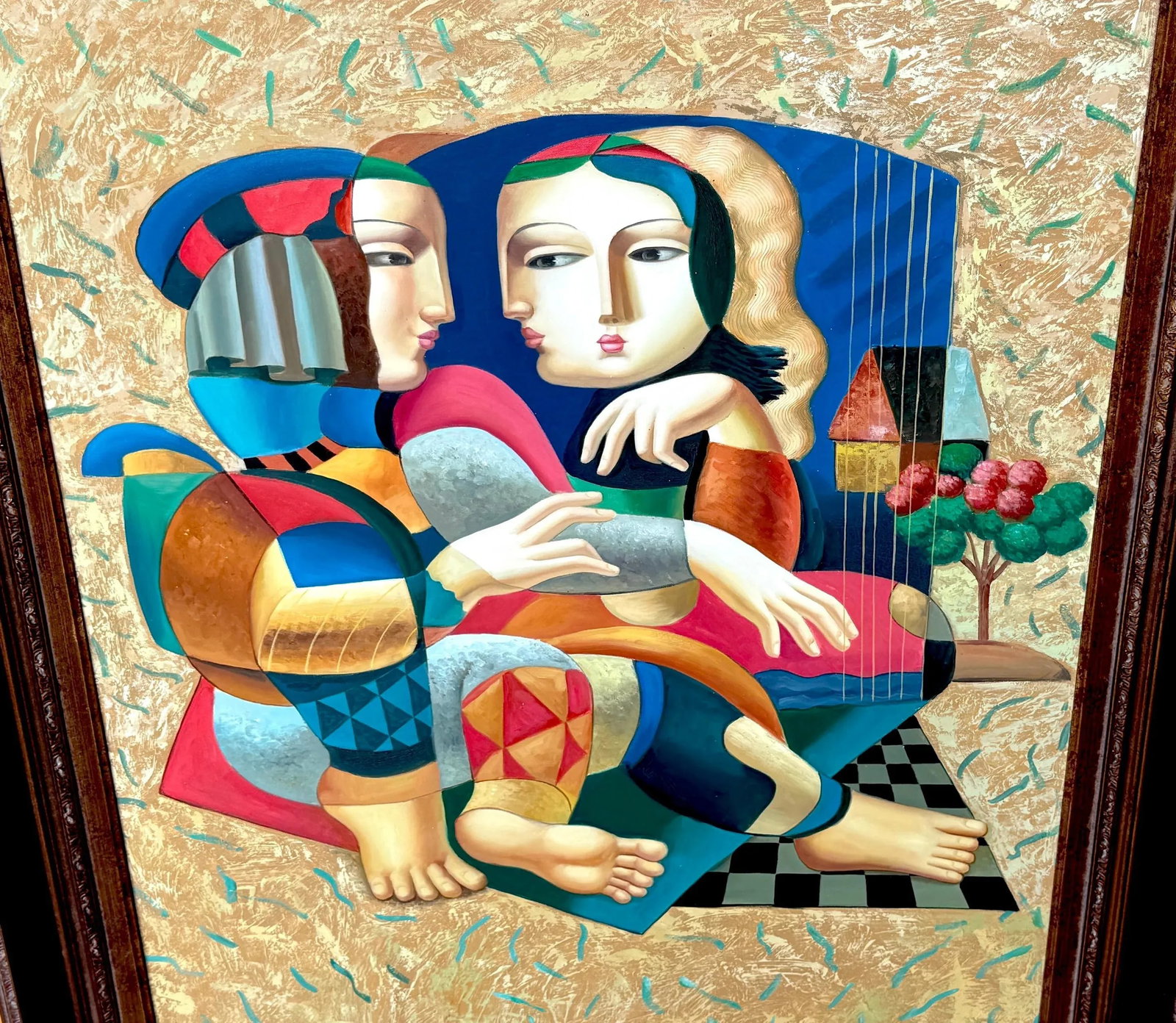 Bustamante School, Surrealist Painting Women in Landscape, Mexico C. 1980s - 6