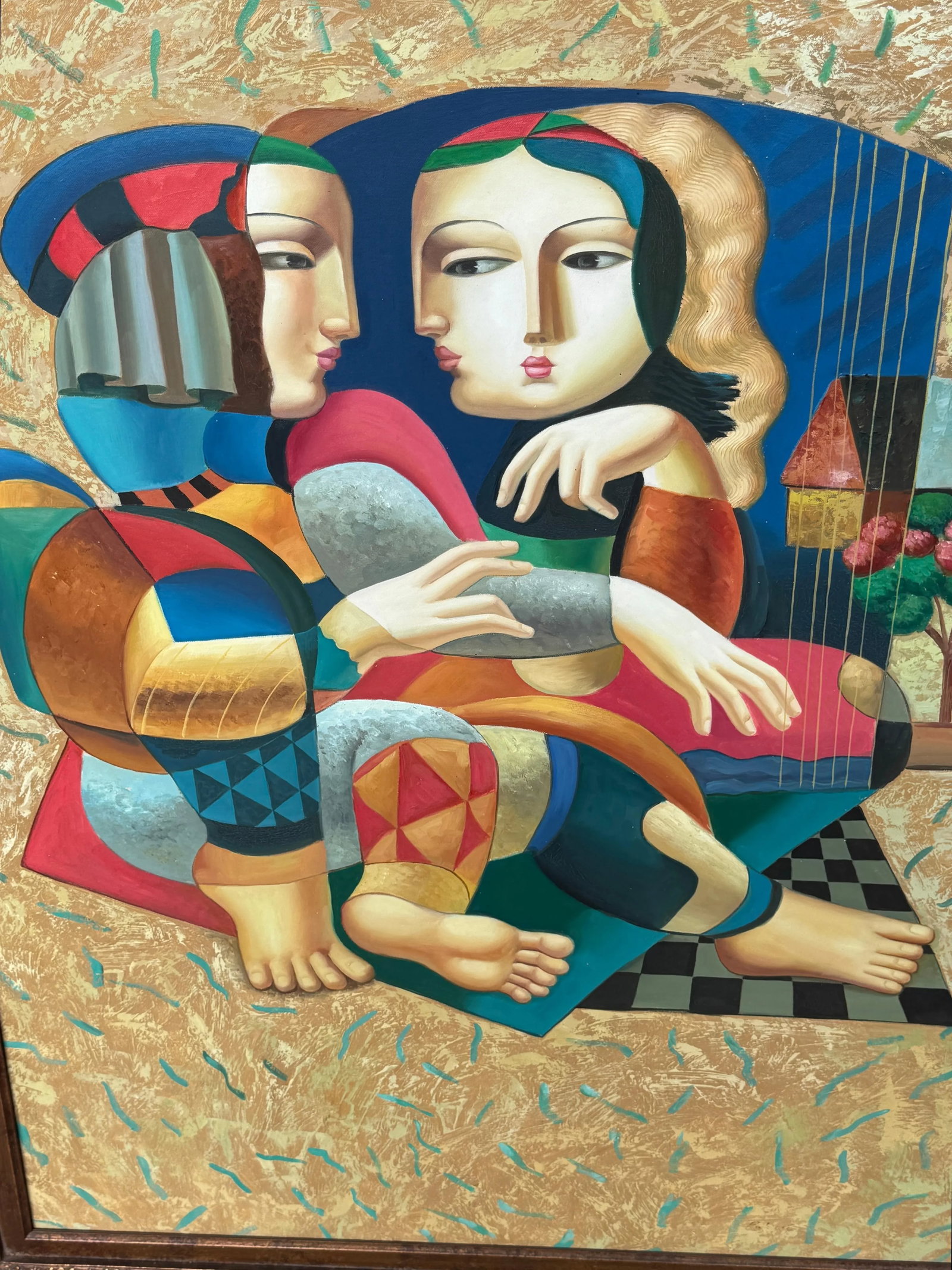 Bustamante School, Surrealist Painting Women in Landscape, Mexico C. 1980s - 7