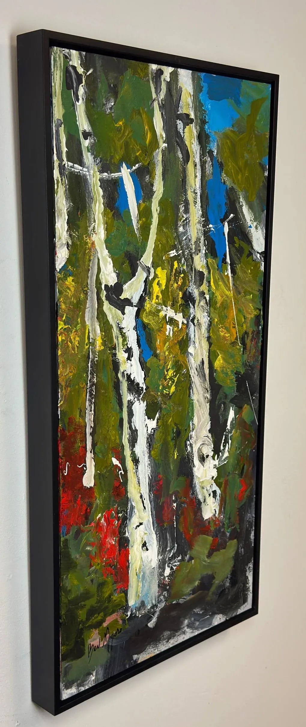 Birch Tree Abstract by Beverly Myers Modern Painter, School of Wolf Kahn - 2