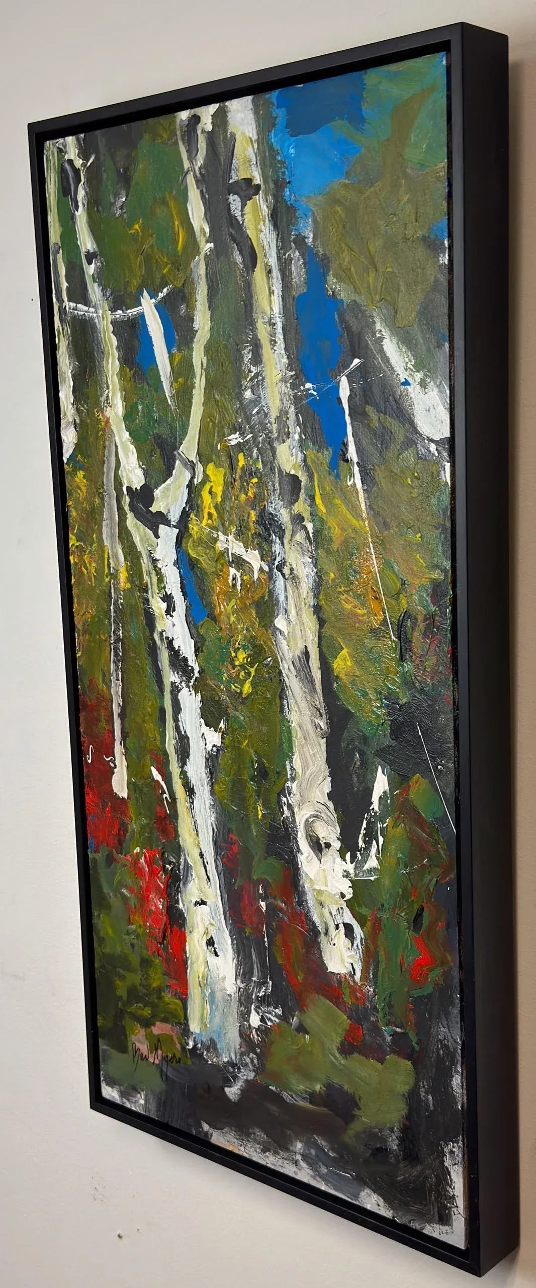 Birch Tree Abstract by Beverly Myers Modern Painter, School of Wolf Kahn - 3