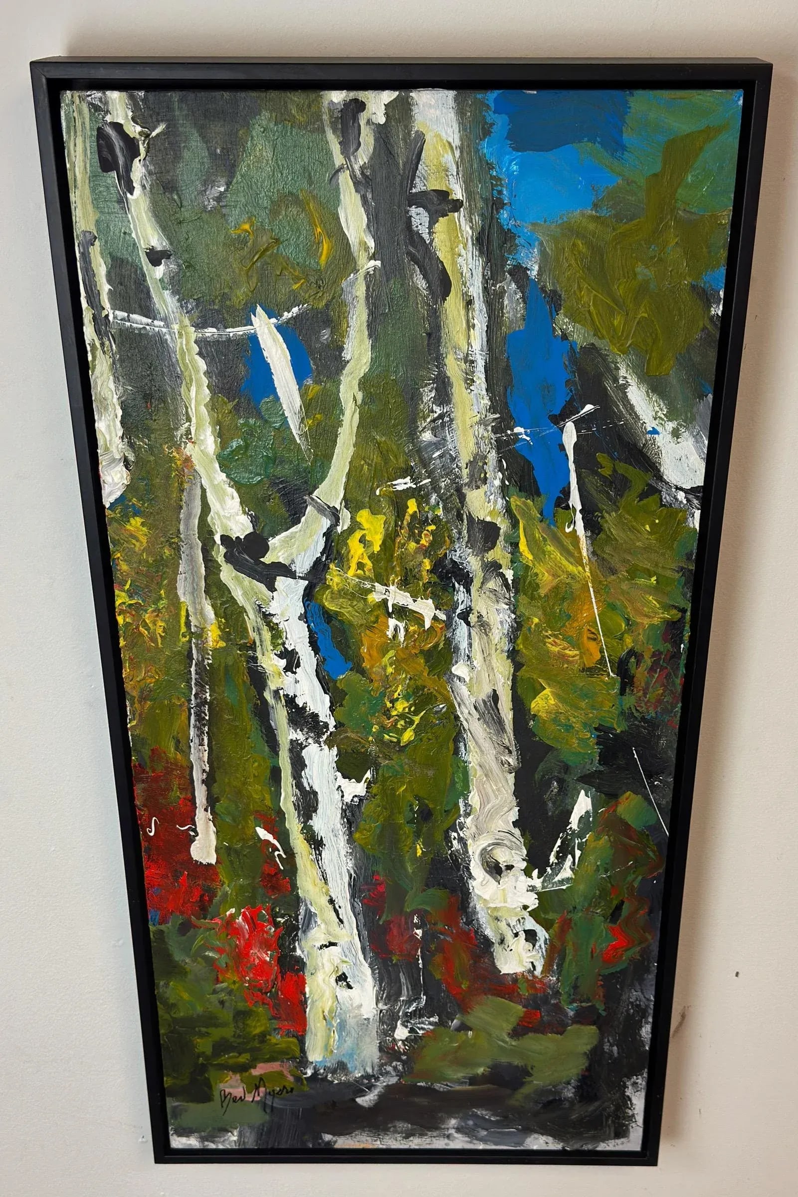 Birch Tree Abstract by Beverly Myers Modern Painter, School of Wolf Kahn - 4