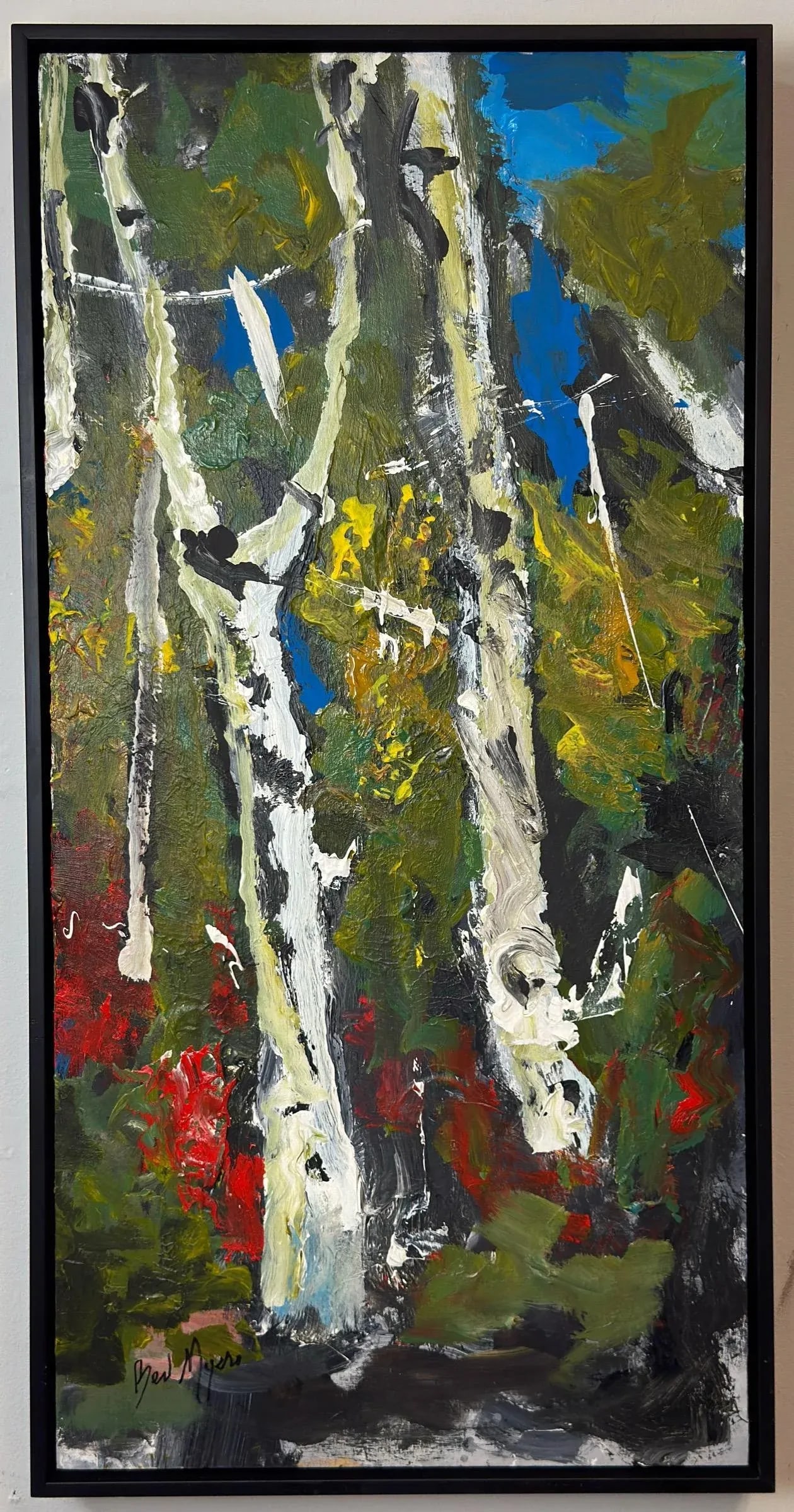 Birch Tree Abstract by Beverly Myers Modern Painter, School of Wolf Kahn - 5
