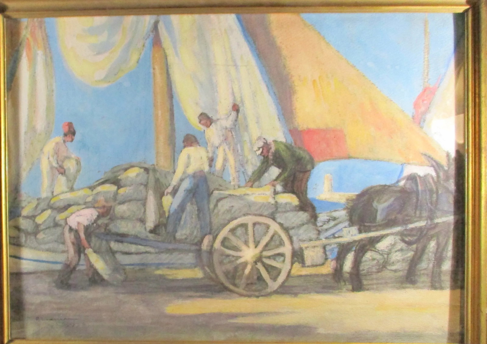 Pierre Ladureau Gouache Painting Dated 1913 - 2
