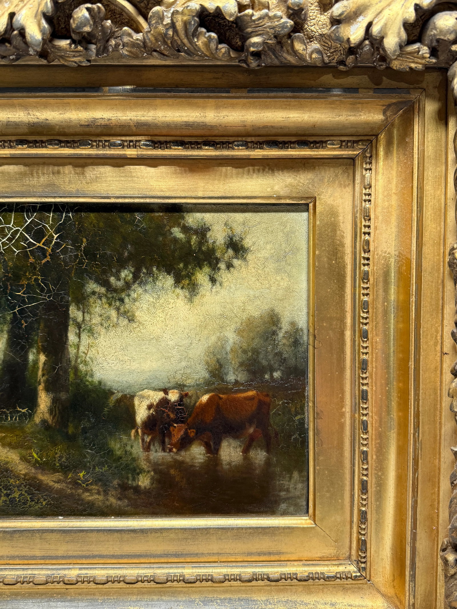 William Hart (American, 1823-1894) "Cattle at the Water's Edge" Oil on Canvas - 4