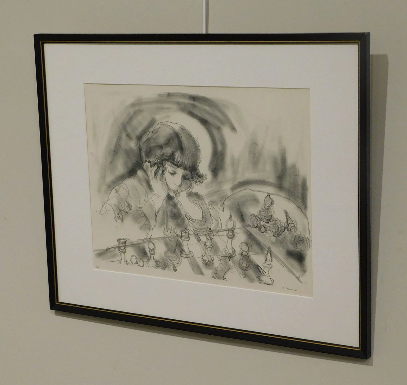 Evelyn Favus Lithograph, Child Playing Chess Signed & Numbered in Pencil 15/20 - 3
