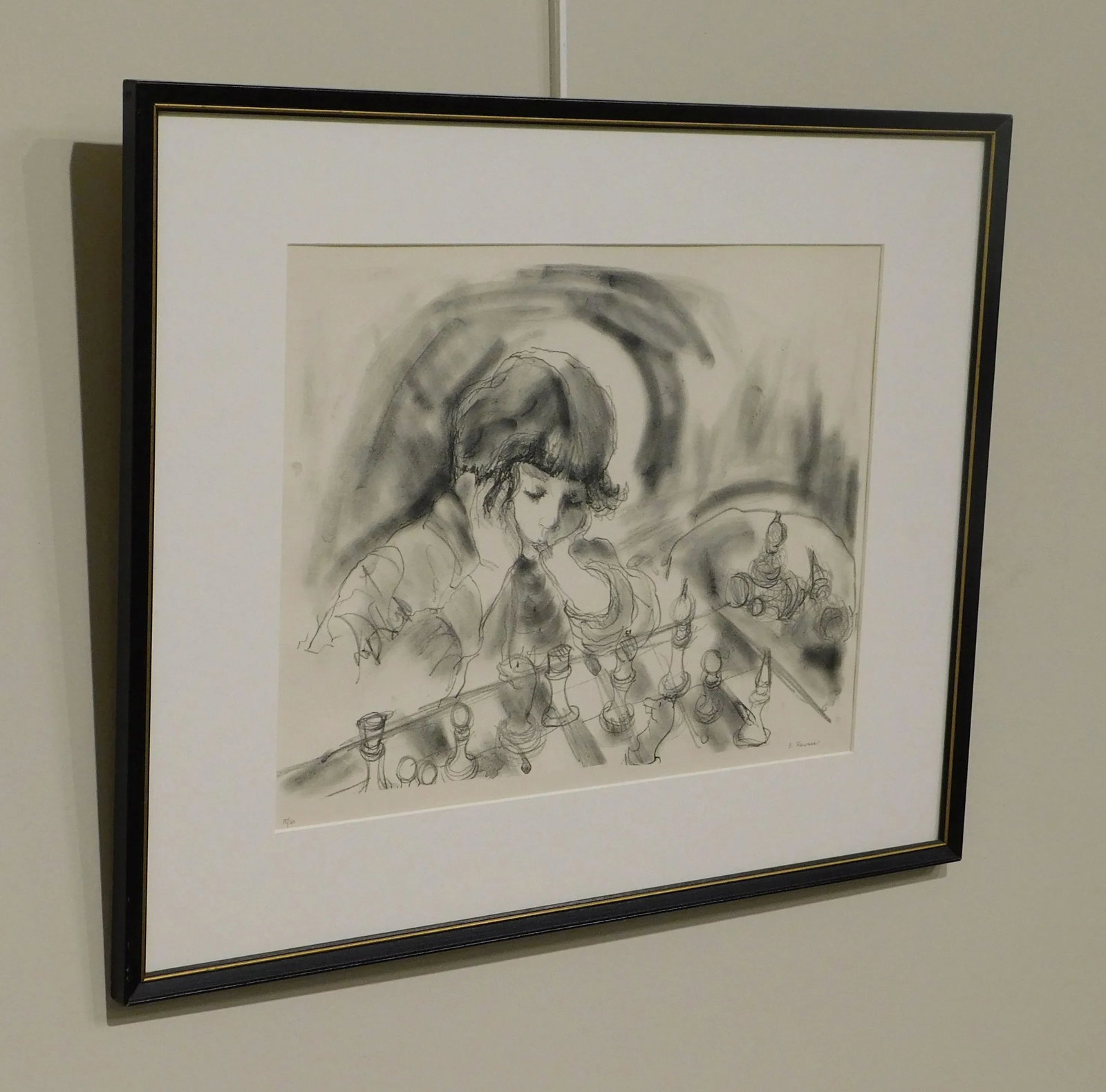 Evelyn Favus Lithograph, Child Playing Chess Signed & Numbered in Pencil 15/20 - 4