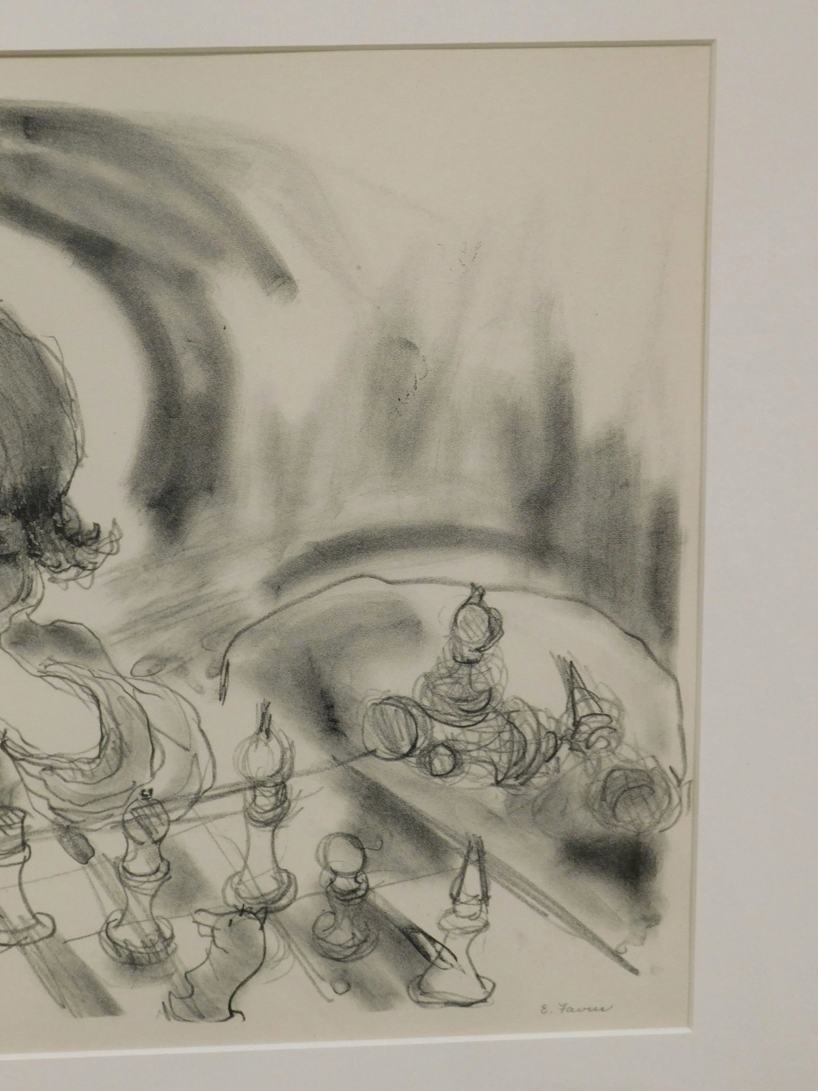 Evelyn Favus Lithograph, Child Playing Chess Signed & Numbered in Pencil 15/20 - 8