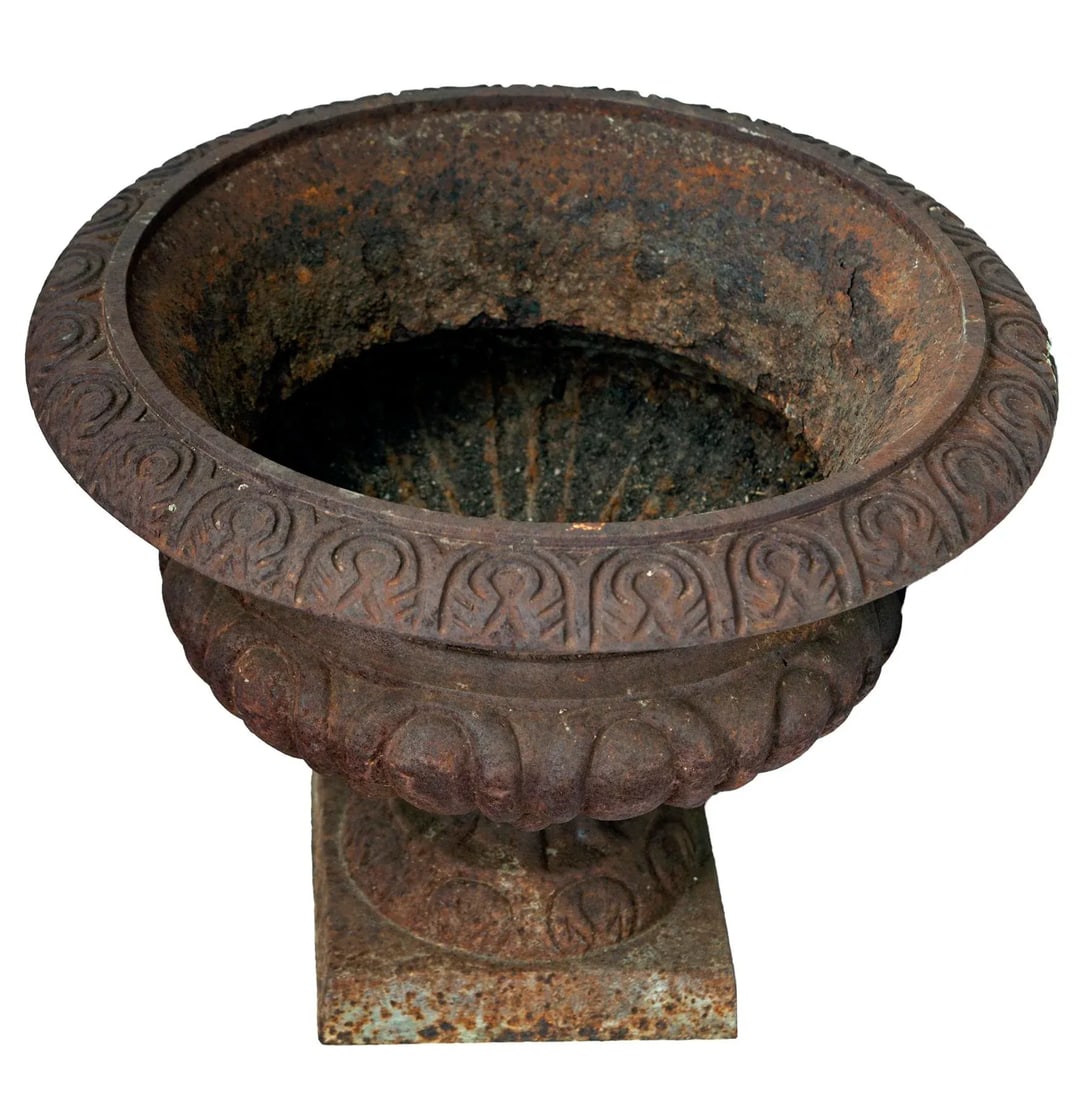 1990s Rusted English Garden Urns, Pair - 4