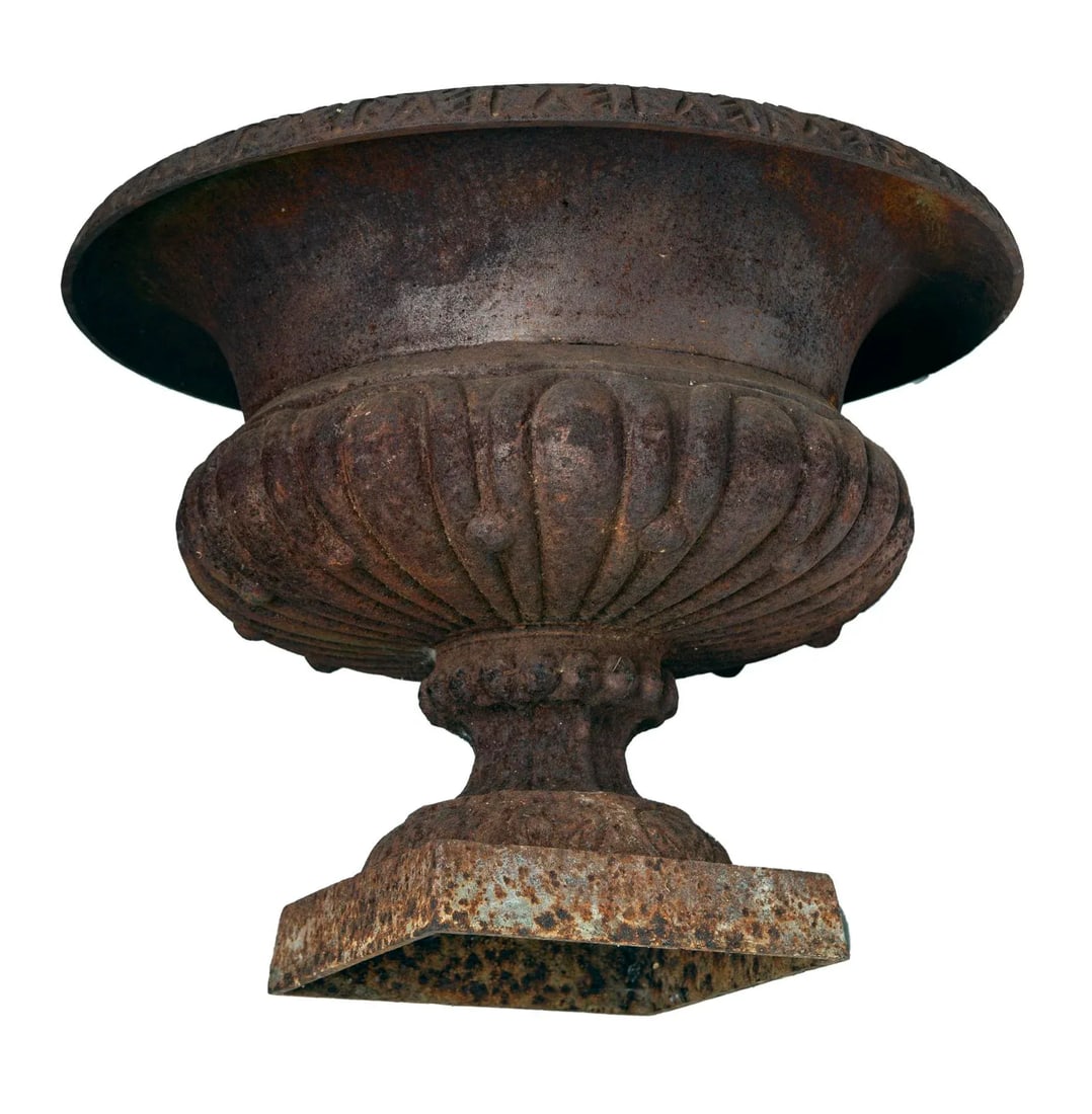 1990s Rusted English Garden Urns, Pair - 5