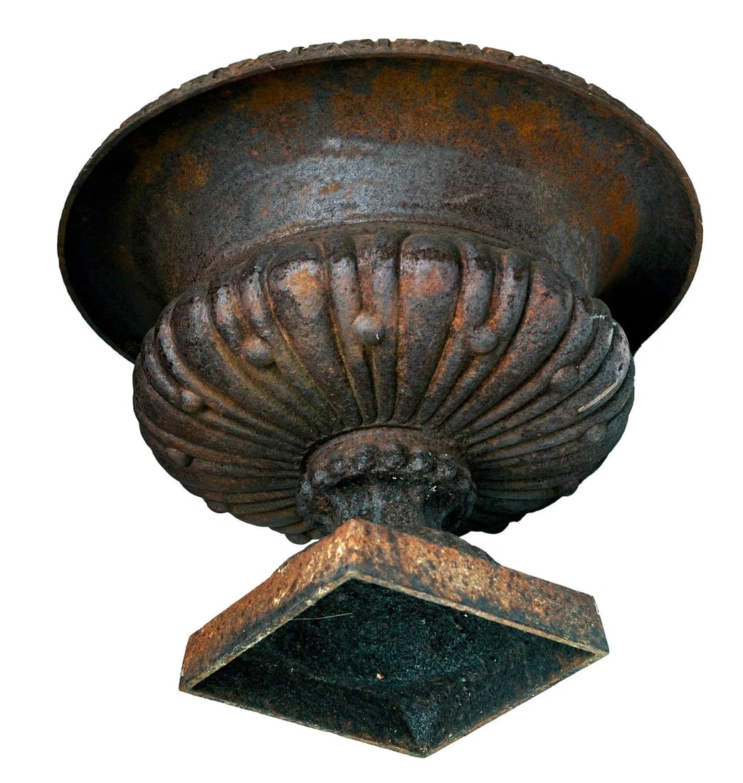 1990s Rusted English Garden Urns, Pair - 6