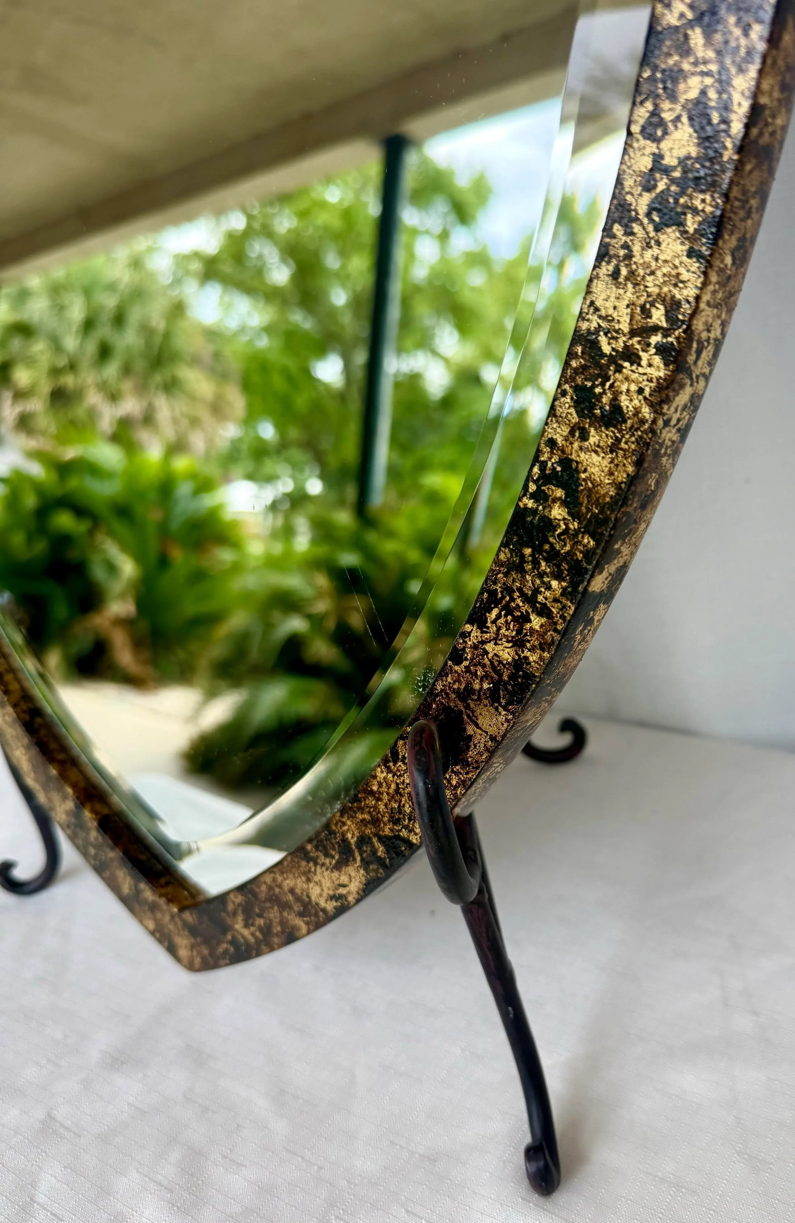 Vintage Newly Painted Hepplewhite Wall Mirror in Faux Tortoiseshell Finish - 7