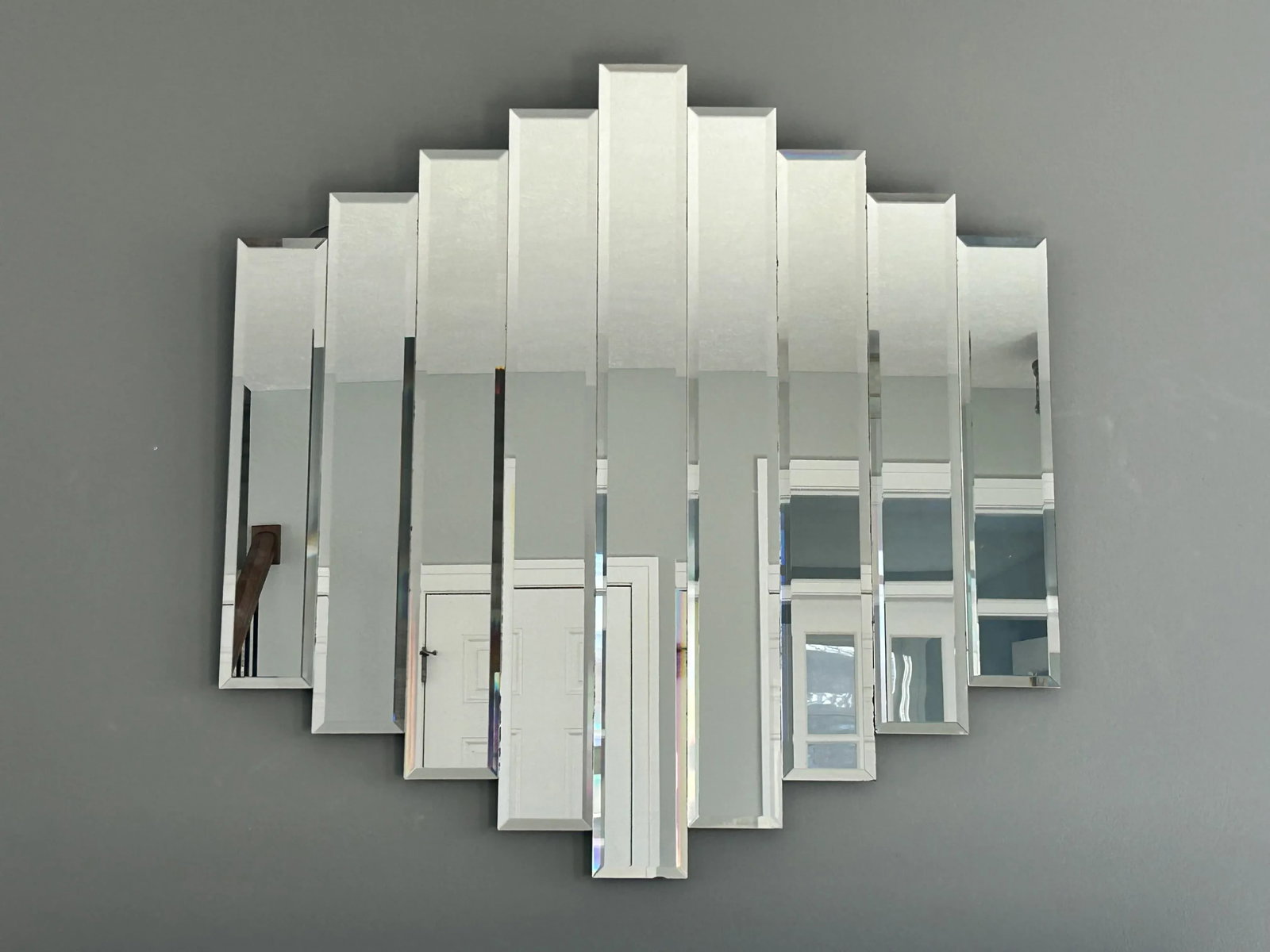 Art Deco Style Contemporary Wall Mirror Nine-Panel Hexagonal Diamond Design - 3