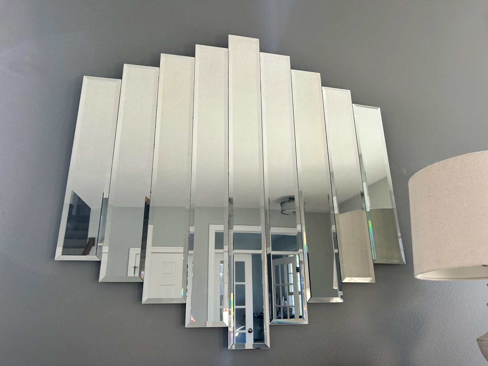 Art Deco Style Contemporary Wall Mirror Nine-Panel Hexagonal Diamond Design - 6