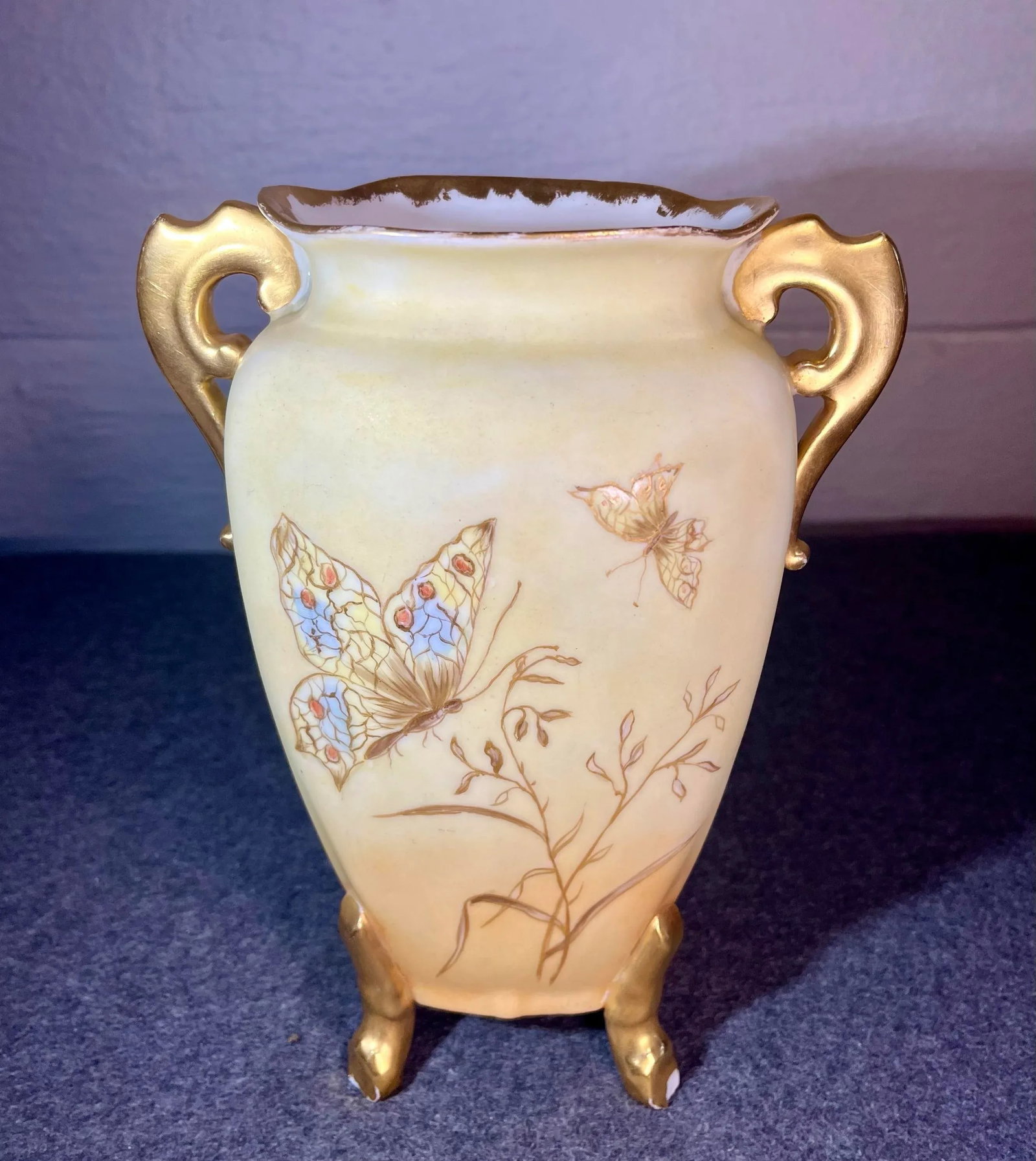 Antique Martial Redon Limoges Handled Footed Porcelain Vase - 2