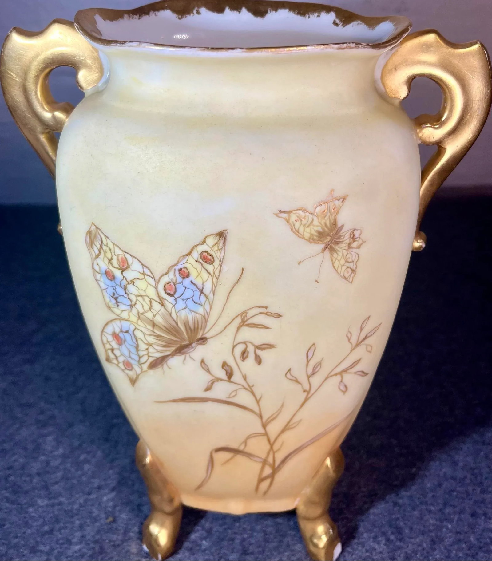 Antique Martial Redon Limoges Handled Footed Porcelain Vase - 3