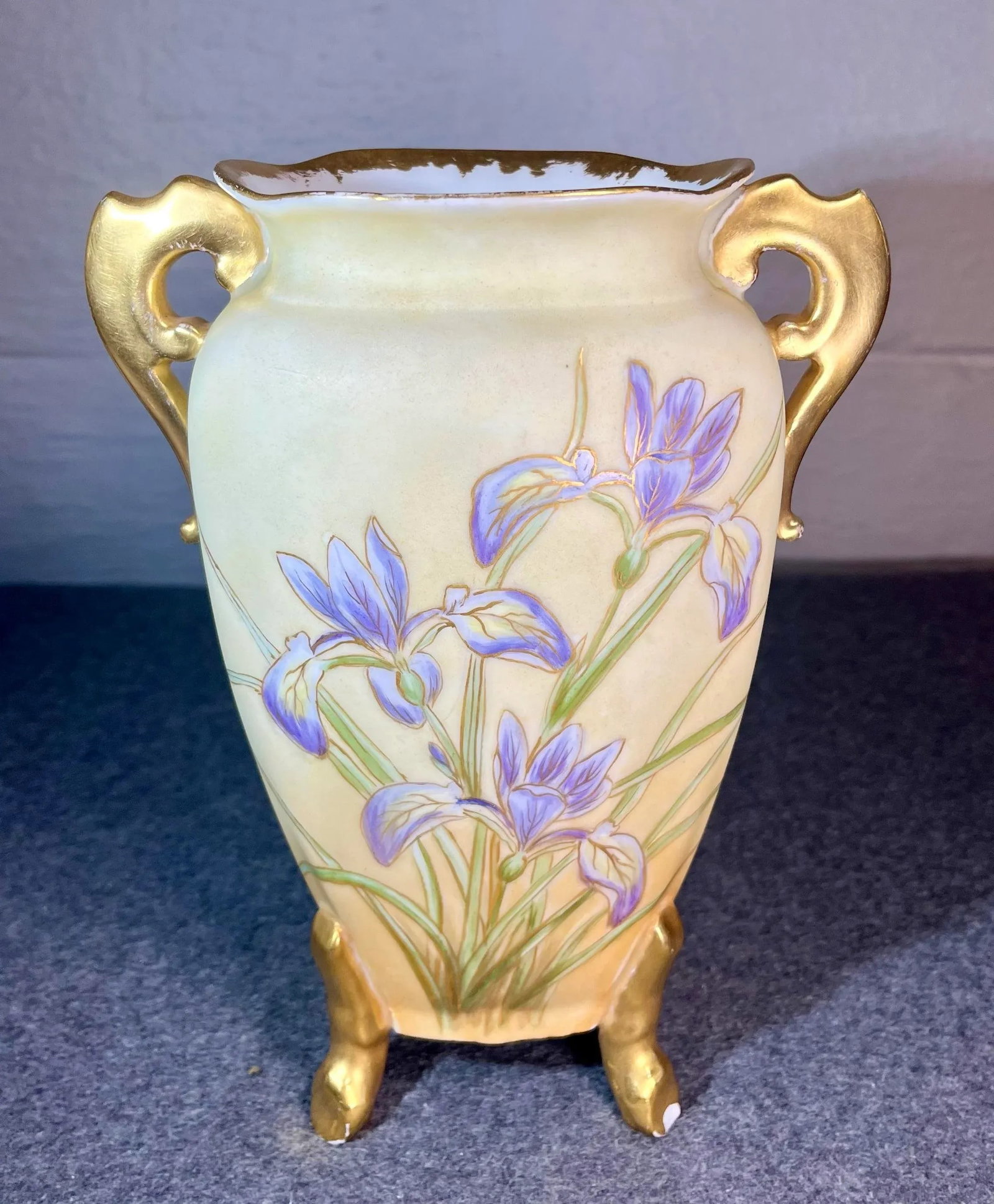 Antique Martial Redon Limoges Handled Footed Porcelain Vase - 5