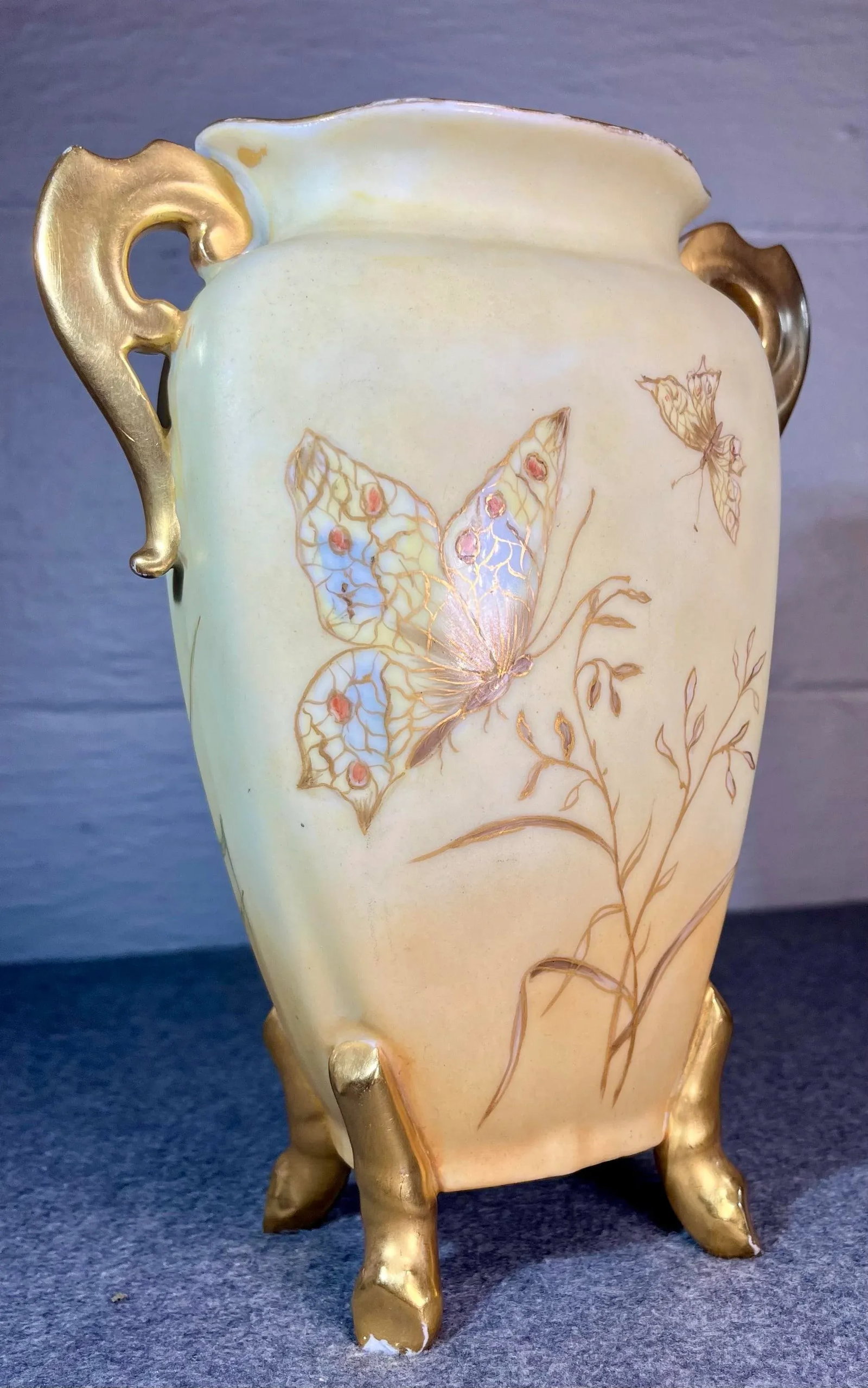 Antique Martial Redon Limoges Handled Footed Porcelain Vase - 7