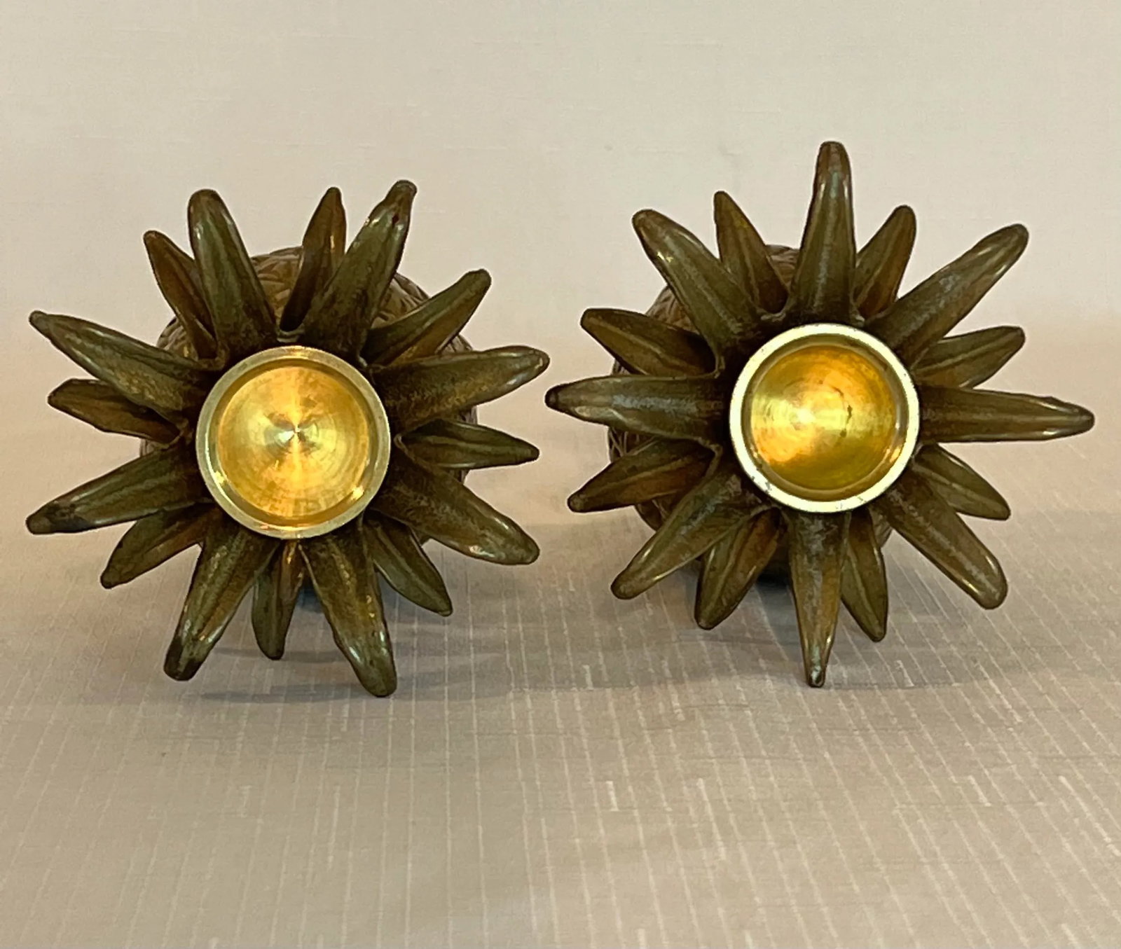 Vintage Boho Chic Brass Pineapple Candlestick Holders - A Pair - 6