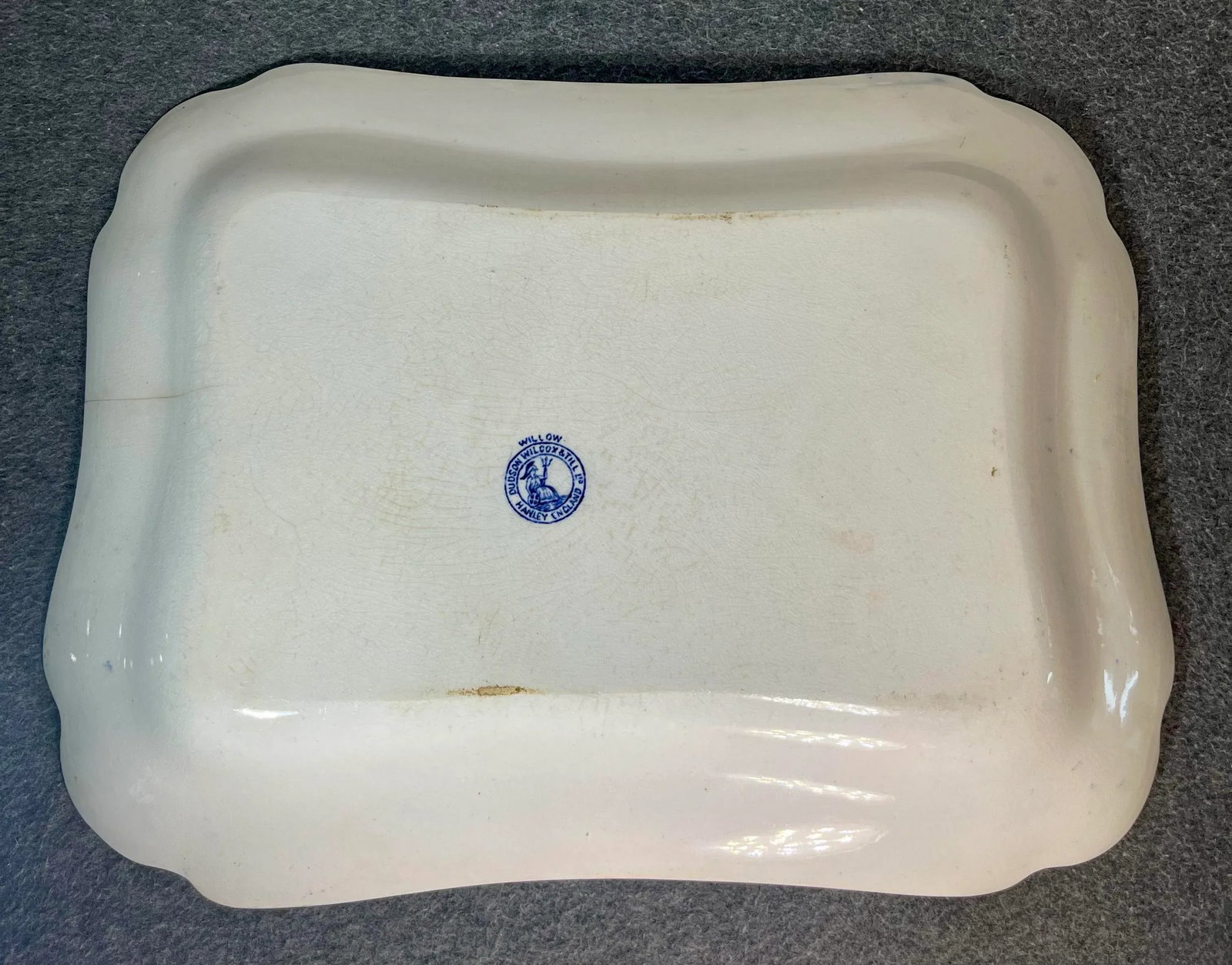 Early 20th Century Dudson, Wilcox, & Till Willow Blue Rectangular Serving Platter - 6