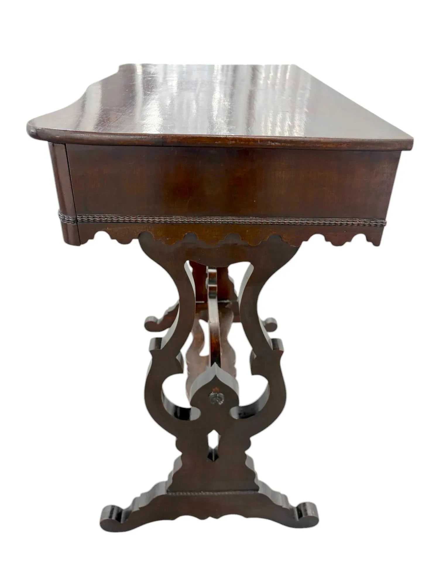 Walnut Victorian Parlor Side Table With Drawer - 3