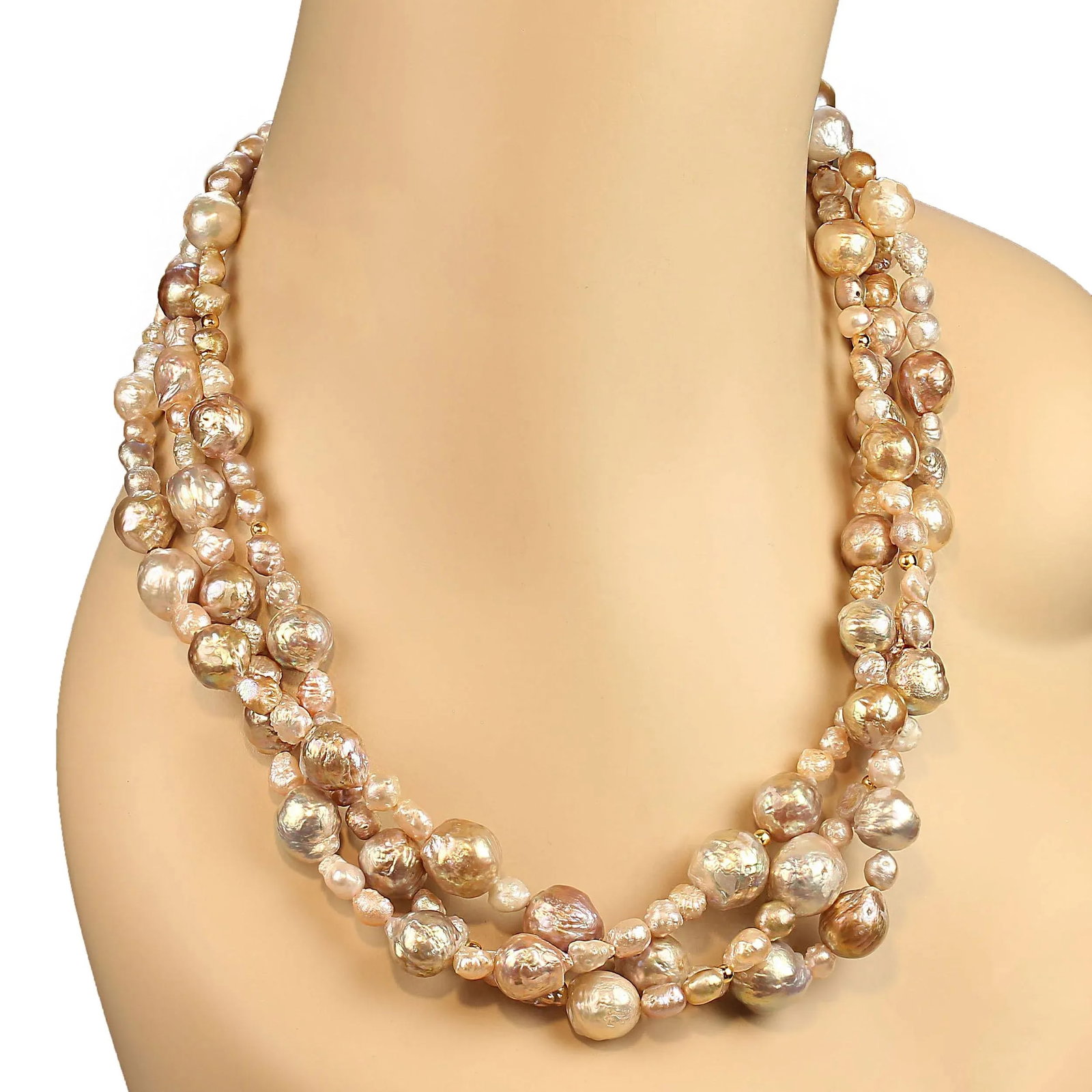 Elegant and Versatile Three Strand Pearl Necklace - 3