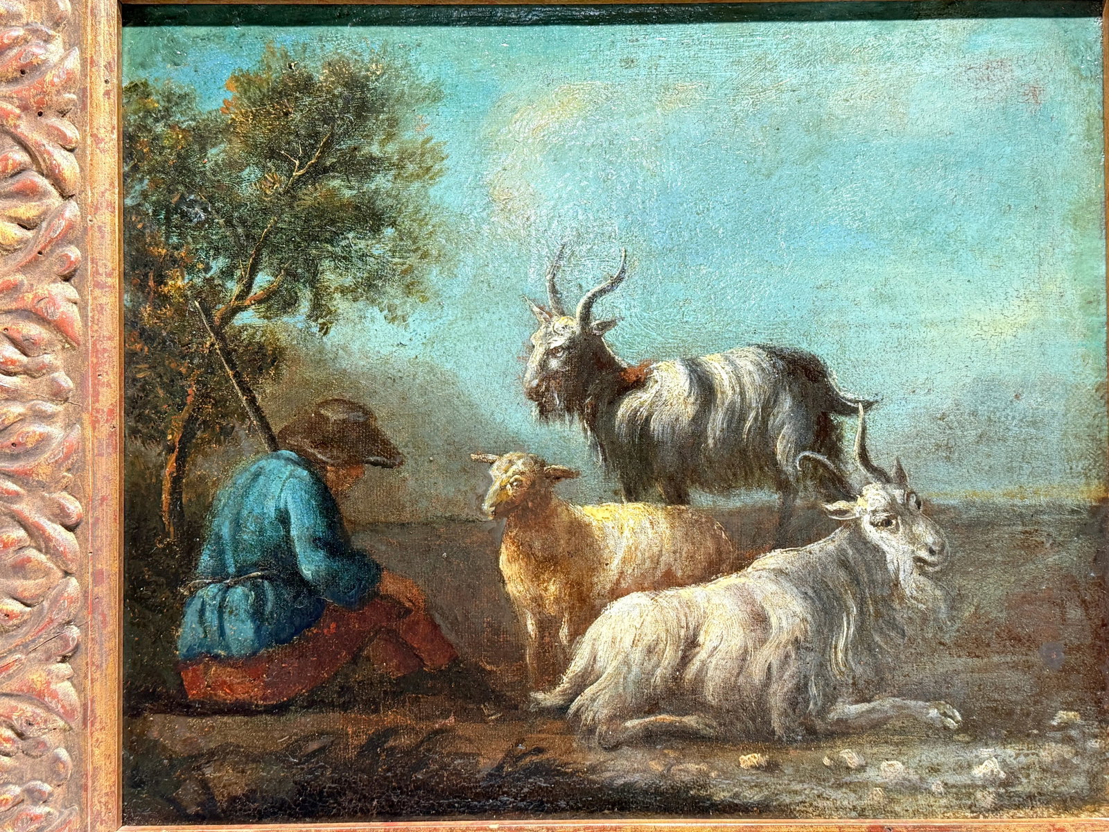 17th Century, "Shepards Solace Among the Flock" Flemish School Oil - 2